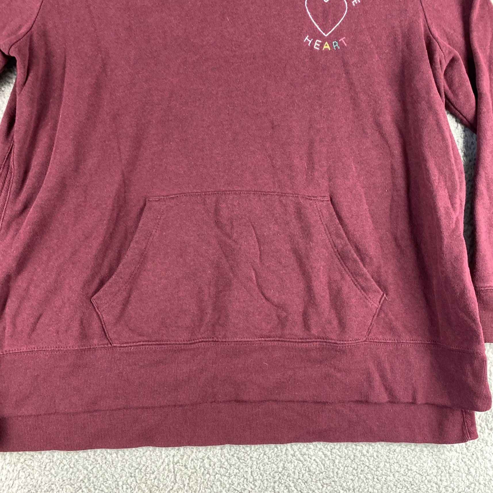 Old Navy Old Navy Women's Athletic Hooded Sweatshirt Sz L Burgundy Fleece Pullover Fall Spring Summer Winter Size L / US 10 / IT 46 - 3 Thumbnail