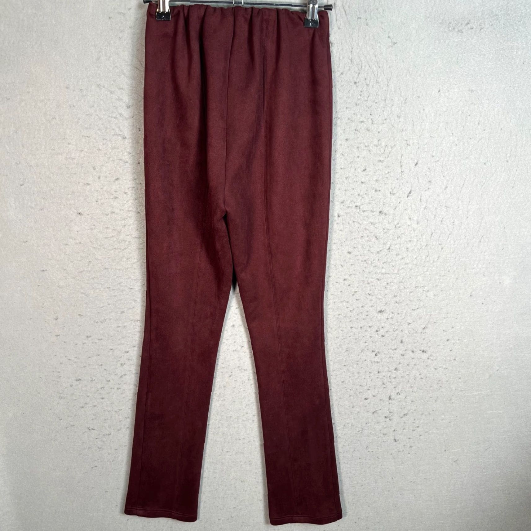 AVEC LES FILLES Avec Les Filles Womens XS Burgundy Faux Suede Textured Stretch Pants Size 26" / US 2 / IT 38 - 2 Thumbnail