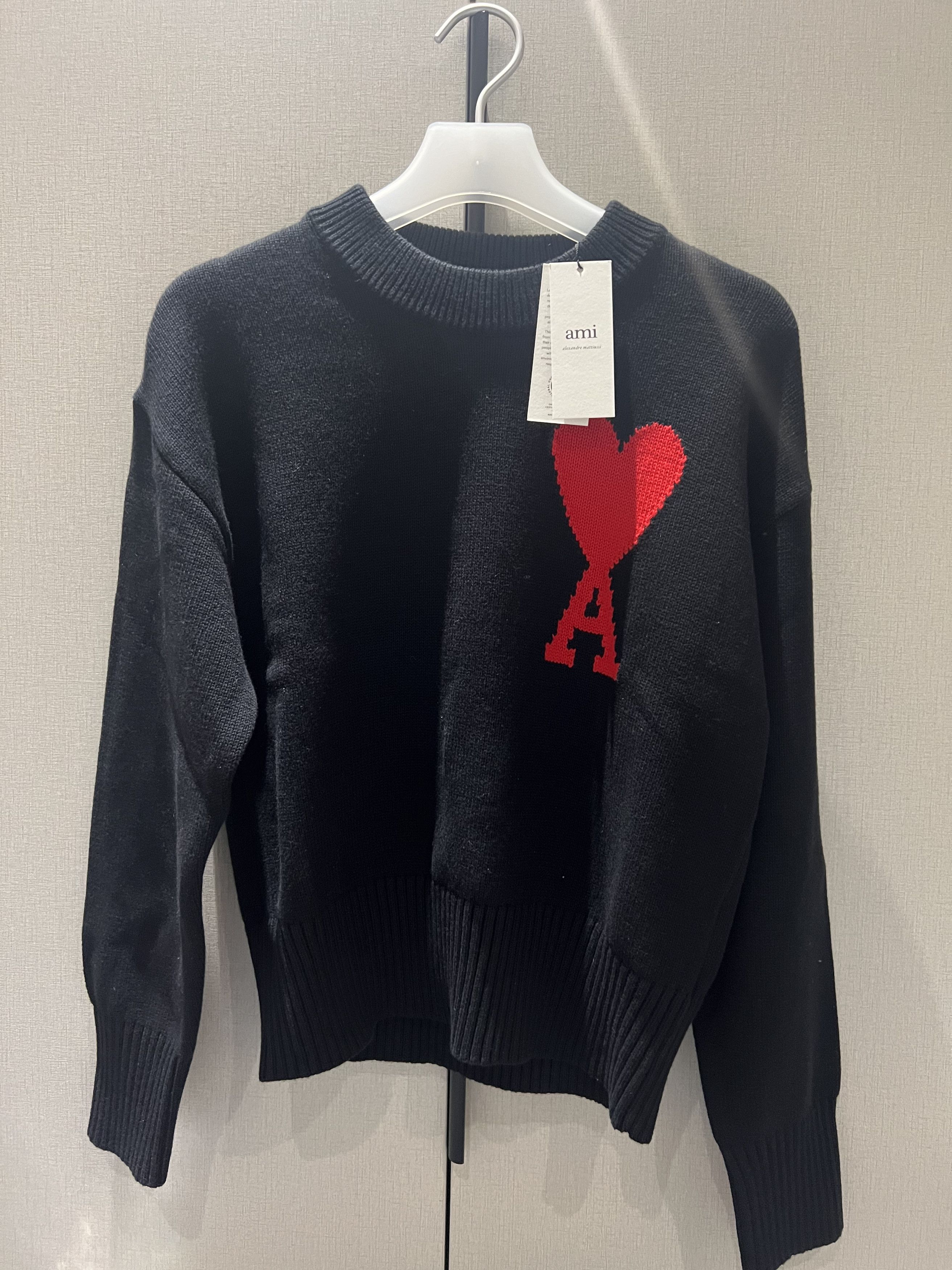 Image of Ami Paris Ami De Couer Sweater in Black, Men's (Size XS)