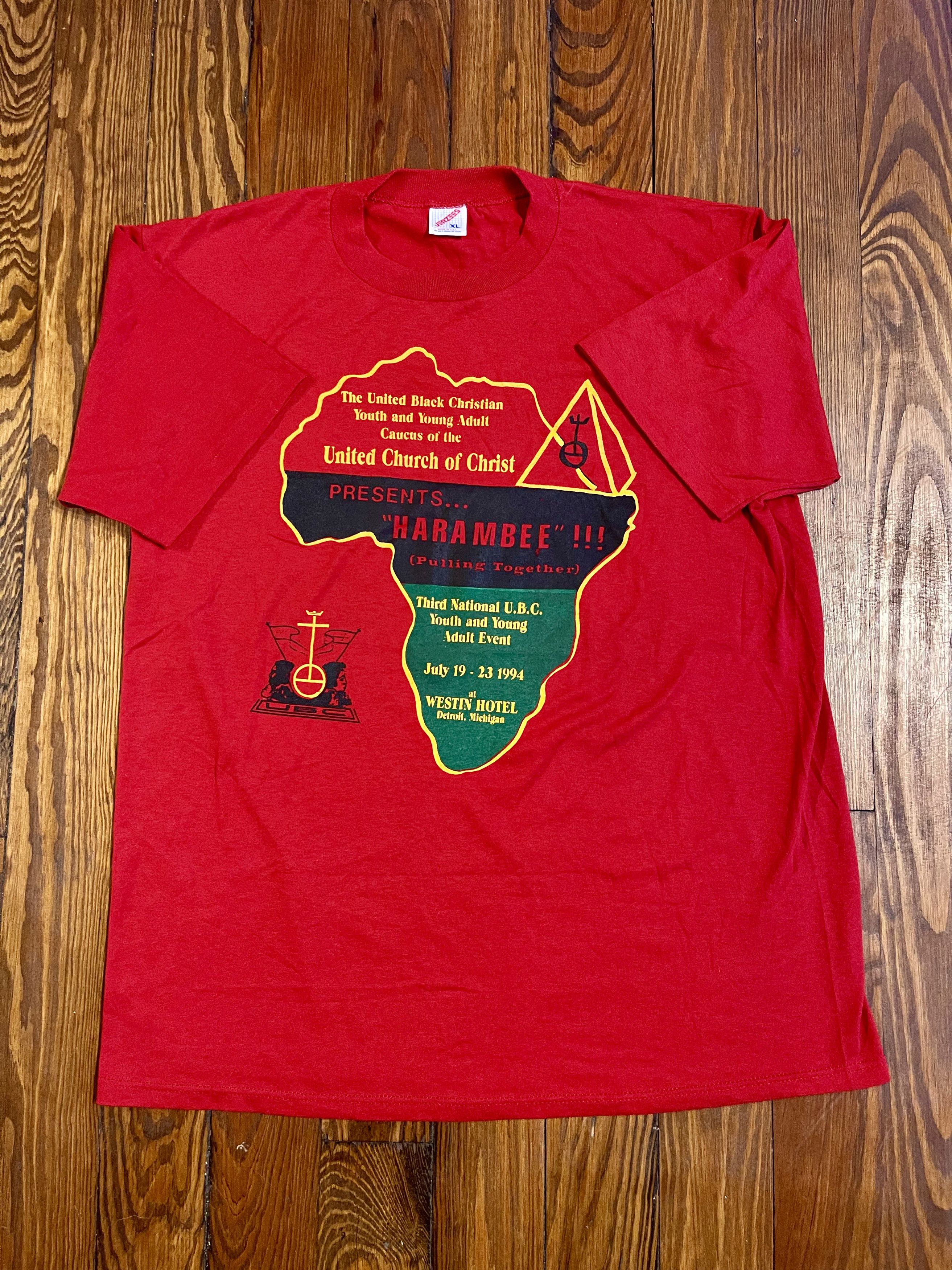 Vintage 1994 Harambe Vintage BHM 90's Detroit Church Rap T-Shirt Size US XL / EU 56 / 4 - 4 Thumbnail