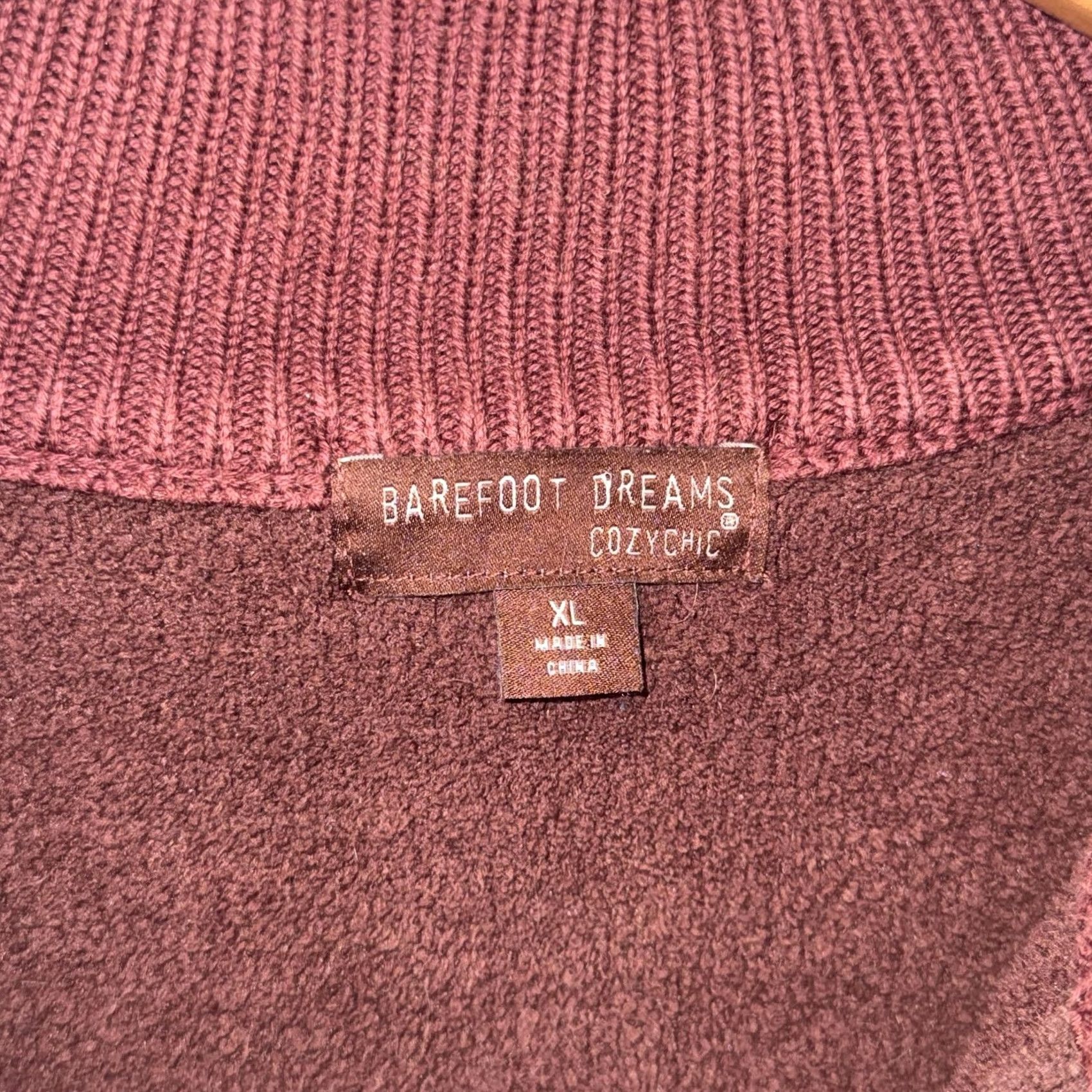 Vintage Barefoot Dreams Sweater Womens XL Burgundy CozyChic Half Zip Pullover Soft Knit Size XL / US 12-14 / IT 48-50 - 4 Thumbnail