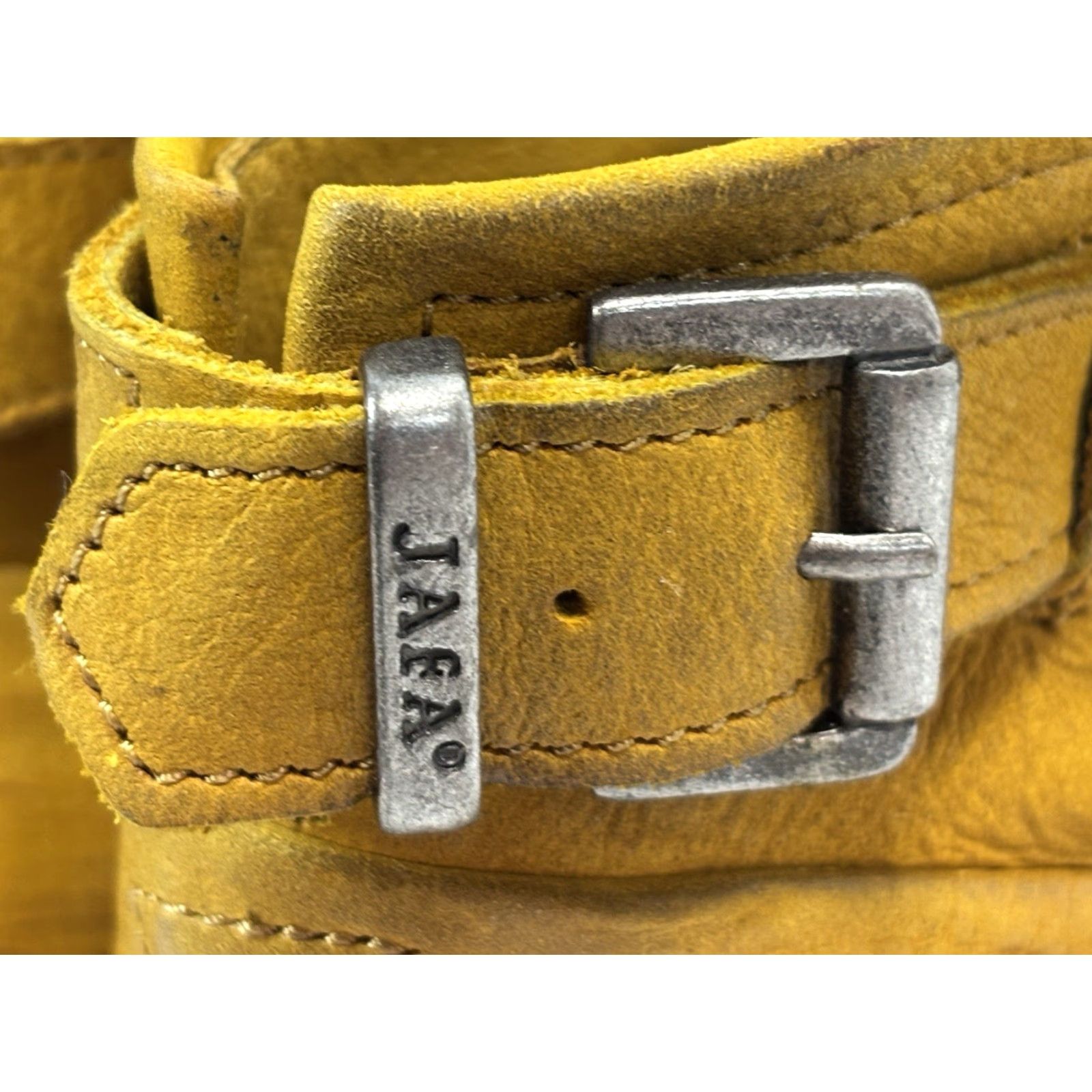 VINTAGE Jafa Leather Ankle Booties Sz 7.5 US Yellow Distressed Zip Womens