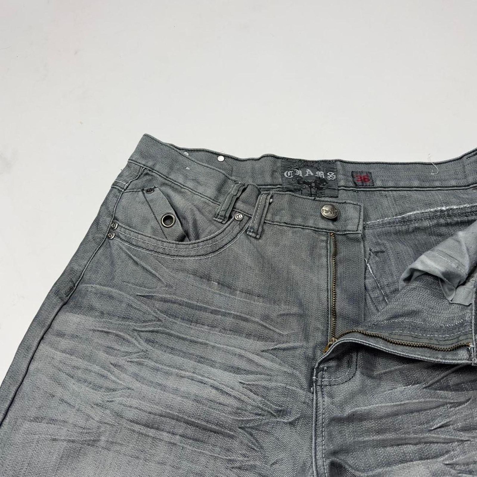 Affliction × StraightFaded Y2K Charms Faded Stone Grey Baggy Grunge Streetwear Pants Size US 35 - 4 Thumbnail