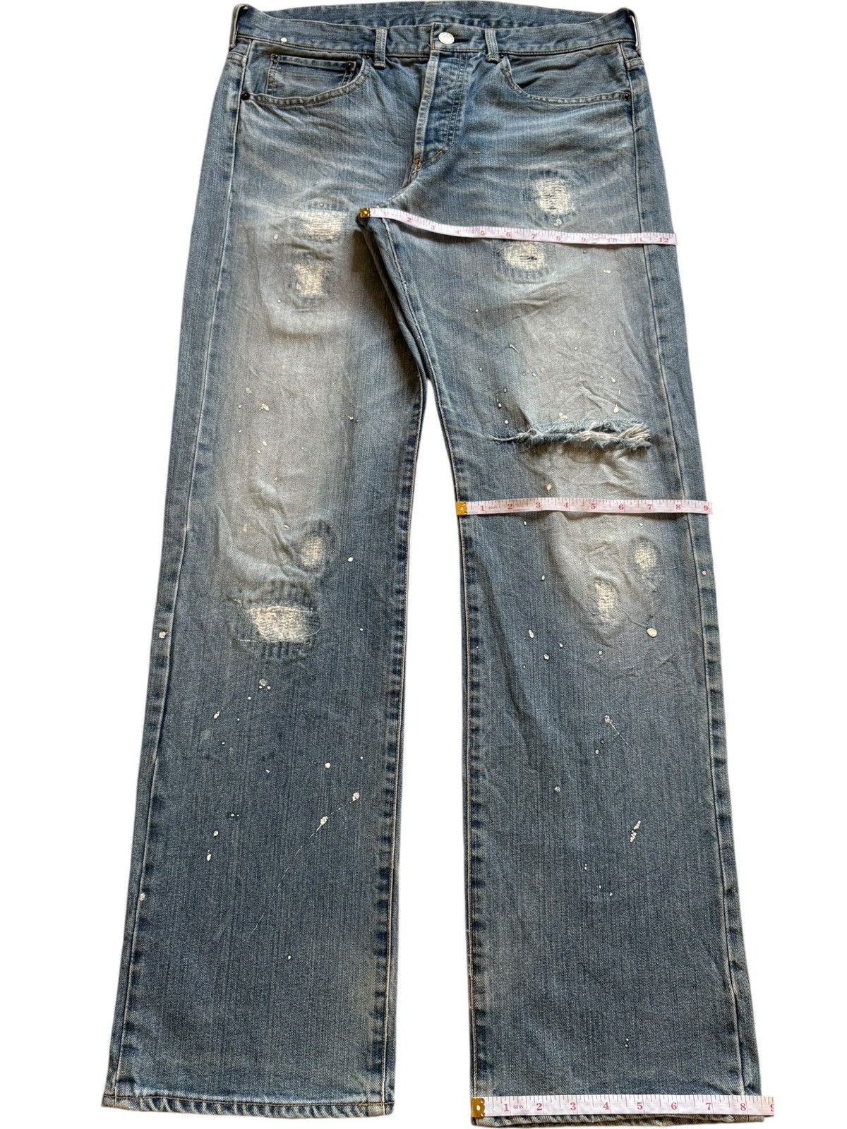 Designer × Japanese Brand × Takeo Kikuchi Vintage Japanese Takeo Kikuchi Painted Distress Baggy Jeans Size US 33 - 13 Thumbnail