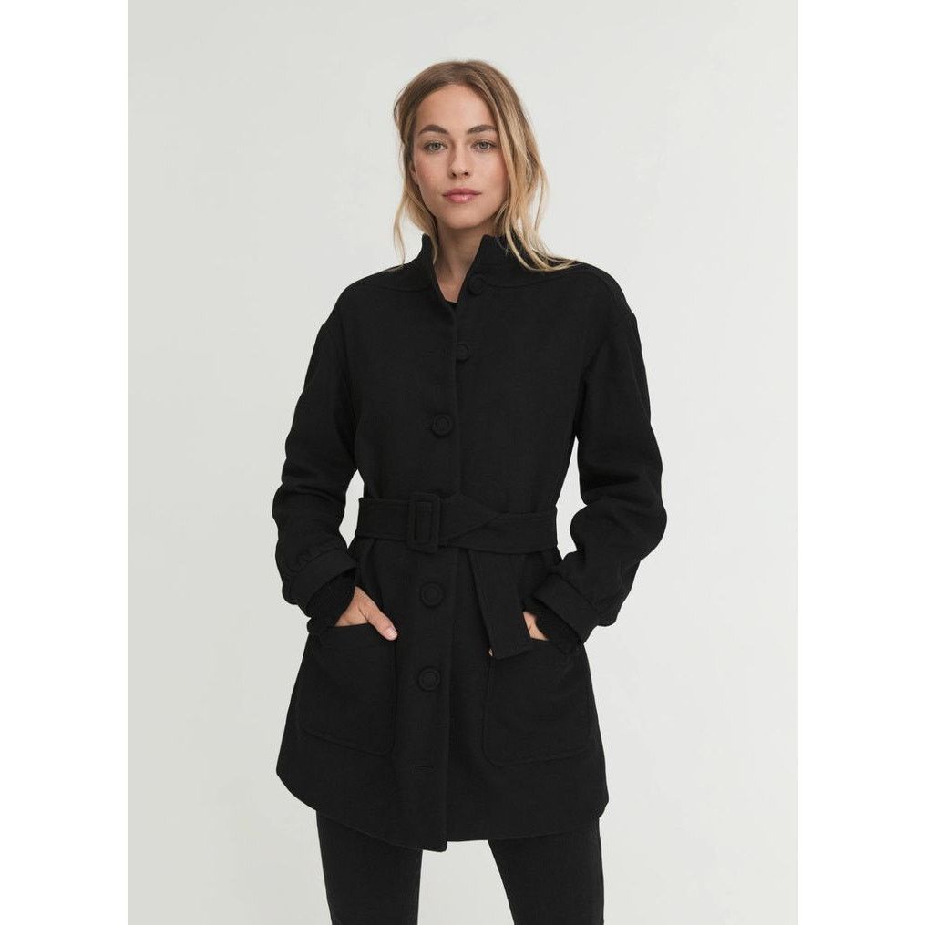 Other Something Navy Noelle Coat Black Wool Mid Length Belted Size M / US 6-8 / IT 42-44 - 2 Thumbnail