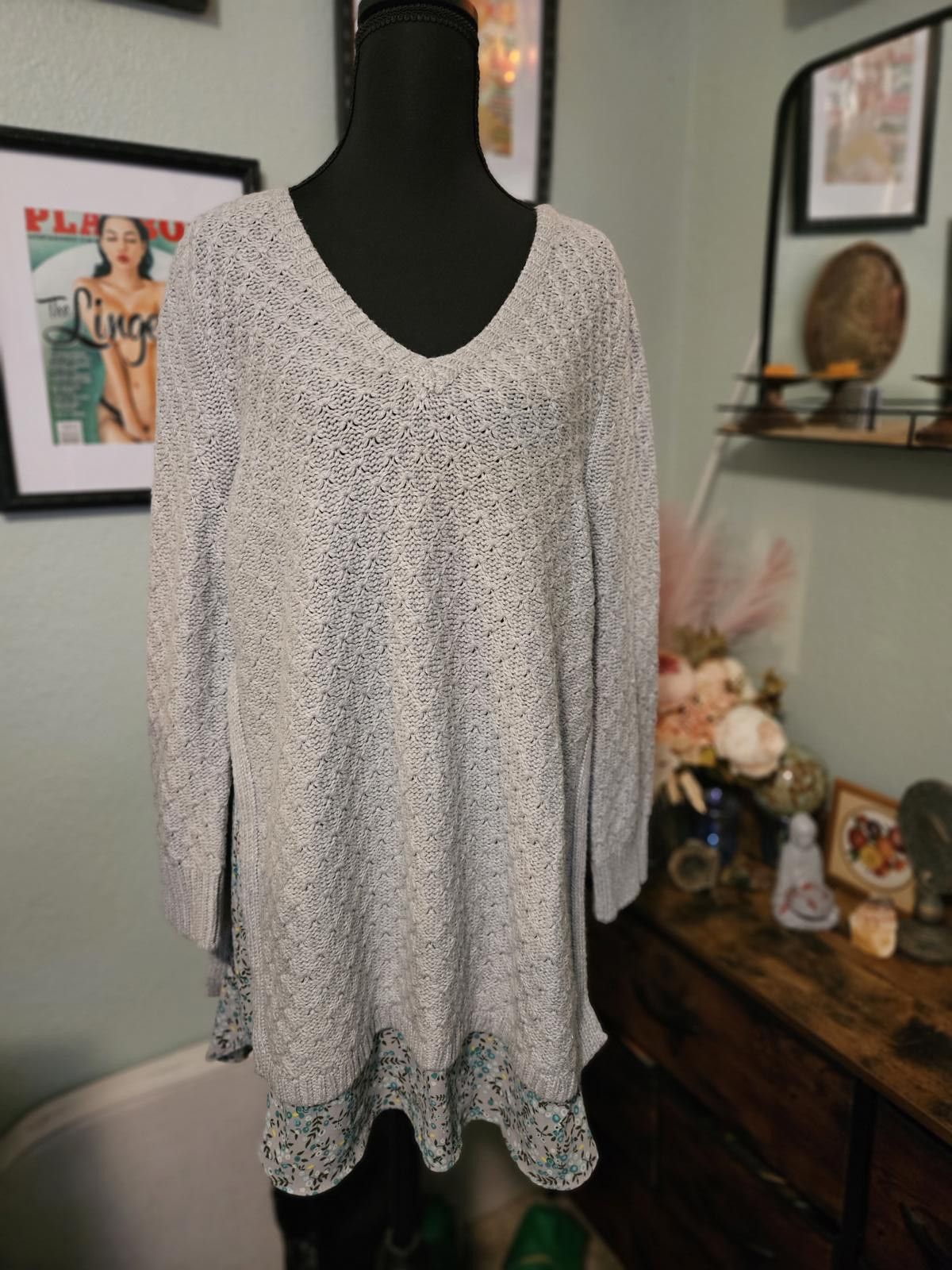 Designer Loft, NWT, Knit sweater, gray, womens large Size L / US 10 / IT 46 - 3 Thumbnail