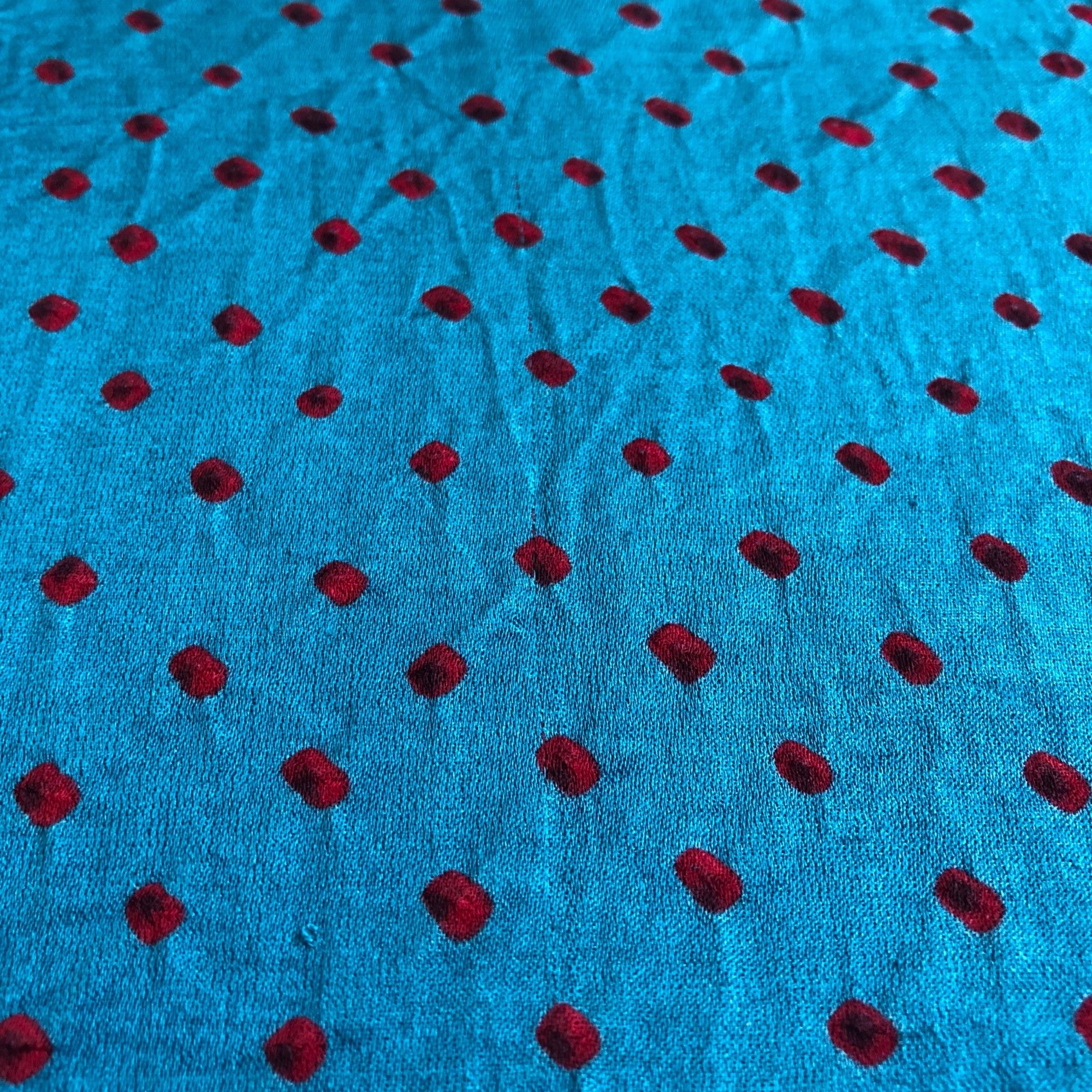 Vintage Vintage Red Dotted Diamond-Like Blue Long Scarf Size ONE SIZE - 3 Thumbnail