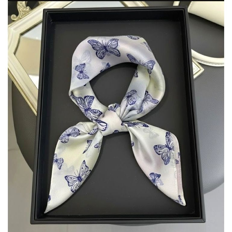 Other ⭐Luxury Butterfly Scarf Square Silky Head Neck Wrap Purple C Size ONE SIZE - 2 Thumbnail