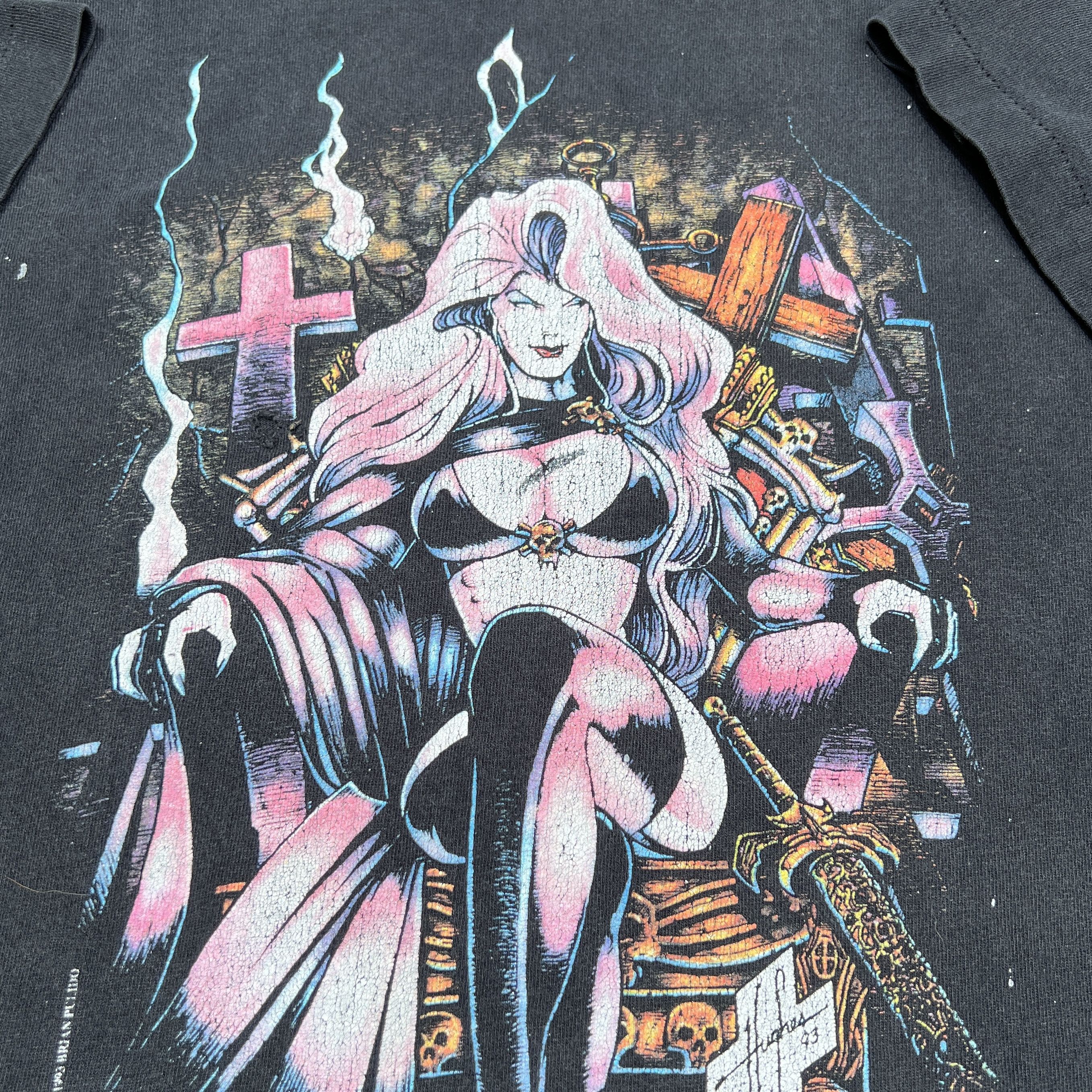 Marvel Comics × Vintage Vintage 1993 lady death Marvel Chaos! Comics Tee Faded Size US XL / EU 56 / 4 - 3 Thumbnail