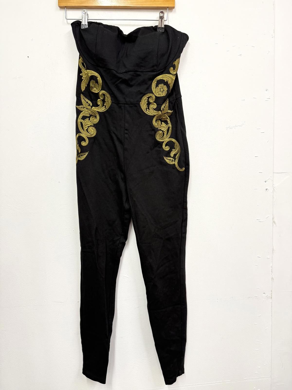 Guess Guess Black Strapless Jumpsuit with Gold Embroidery Size M Size 32" / US 10 / IT 46 - 1 Thumbnail