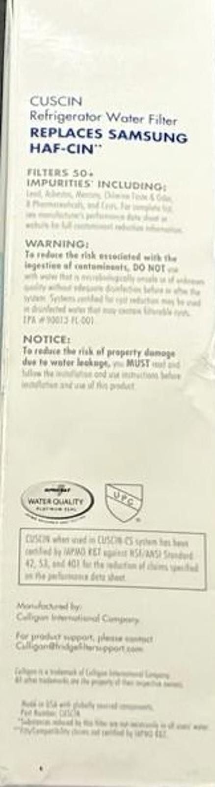 Other Culligan CUSCIN Refrigerator Water Filter For Samsung HAF-CI Size ONE SIZE - 3 Thumbnail