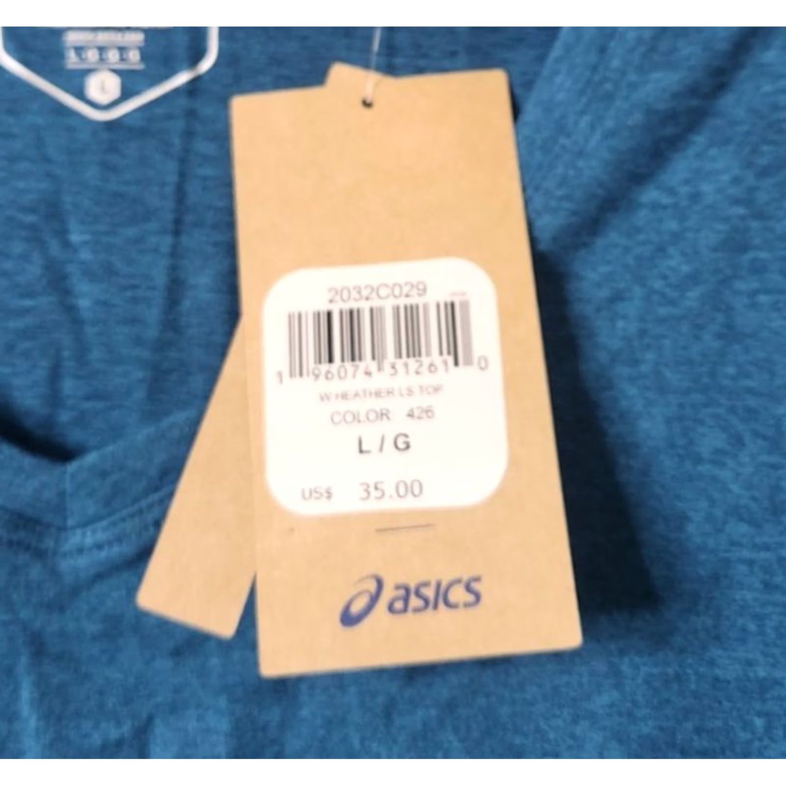 Asics ASICS Womens L Shirt Long Sleeve Pullover V-Neck Thumbholes Blue Tee Size L / US 10 / IT 46 - 6 Thumbnail