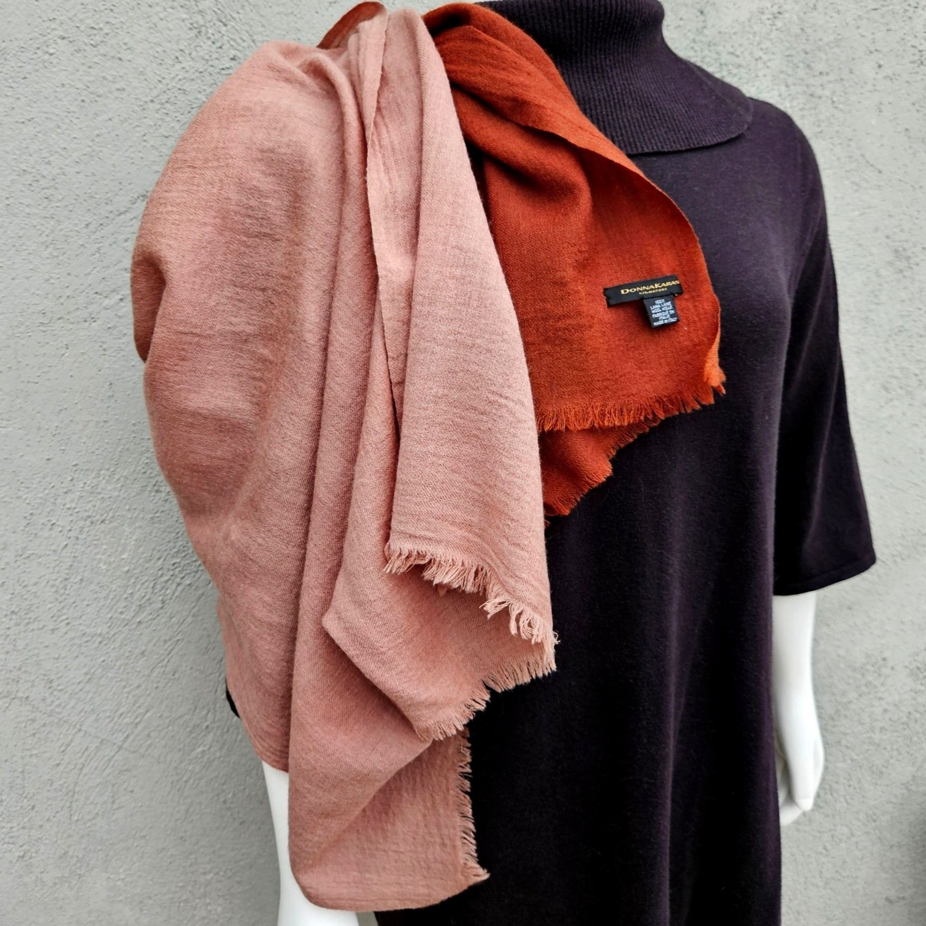 Donna Karan Vintage Donna Karan Signature Wool Shawl Wrap Rust Blush Omb Size ONE SIZE - 5 Thumbnail