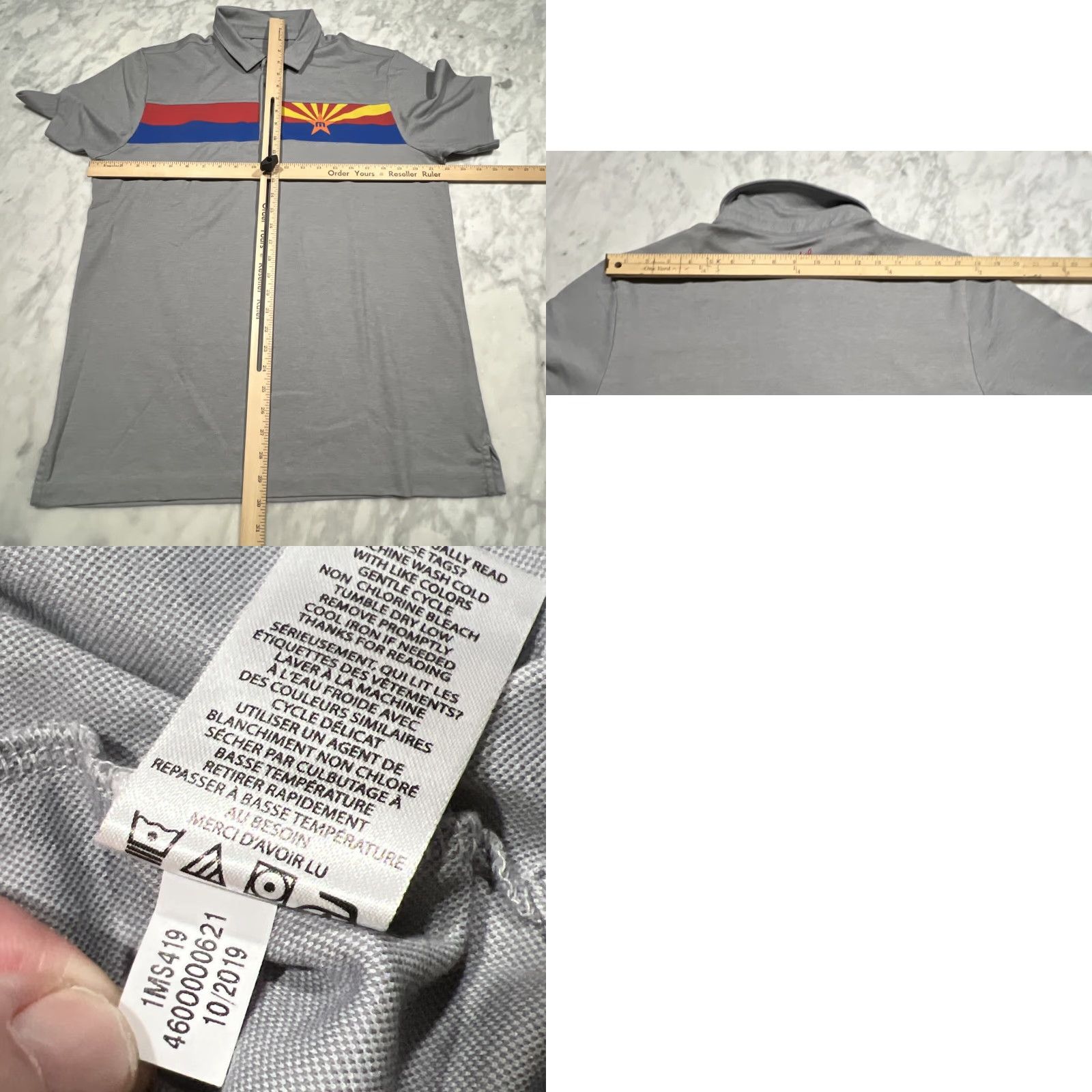 TravisMathew VINTAGE: No — Travis Mathew Polo Shirt Men’s Large Arizona Flag Gray Polyester Cotton Golf Size US L / EU 52-54 / 3 - 8 Thumbnail