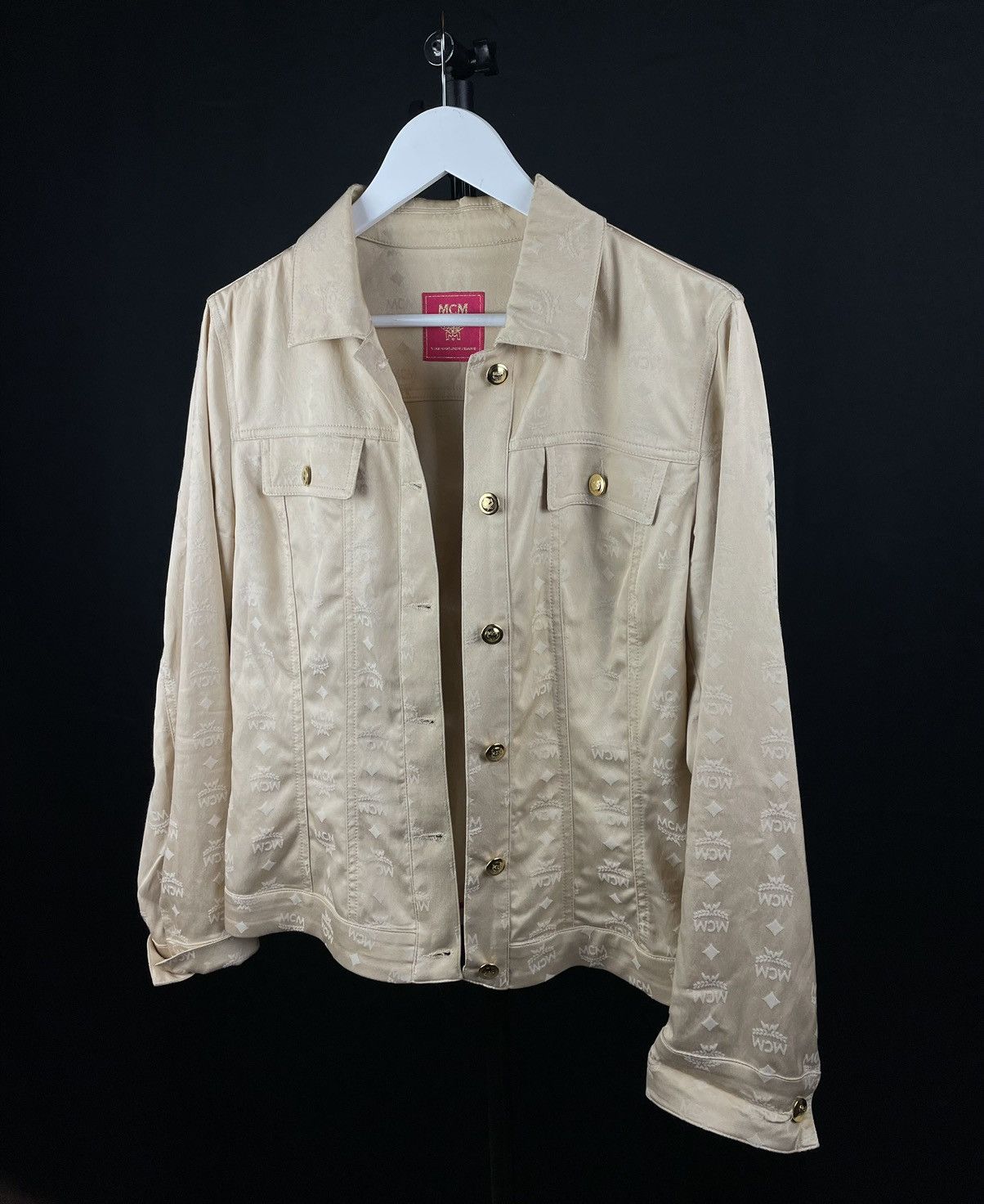 image of MCM Vintage Monogram Golden Button Bomber Jacket, Women's (Size XS)