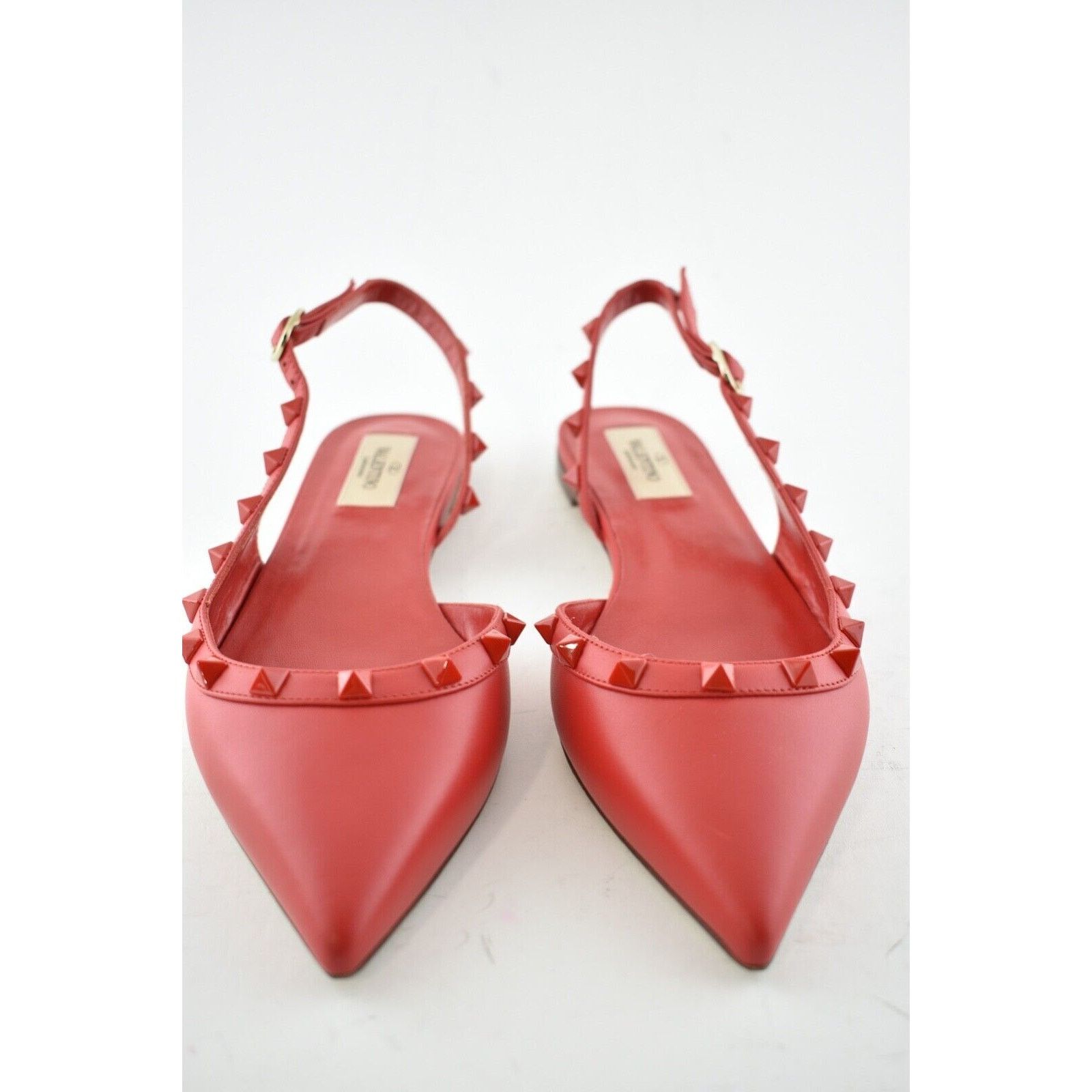 Valentino Valentino Rockstud Red Tonal Stud Pointed Slingback Ballet Size US 6.5 / IT 36.5 - 6 Thumbnail