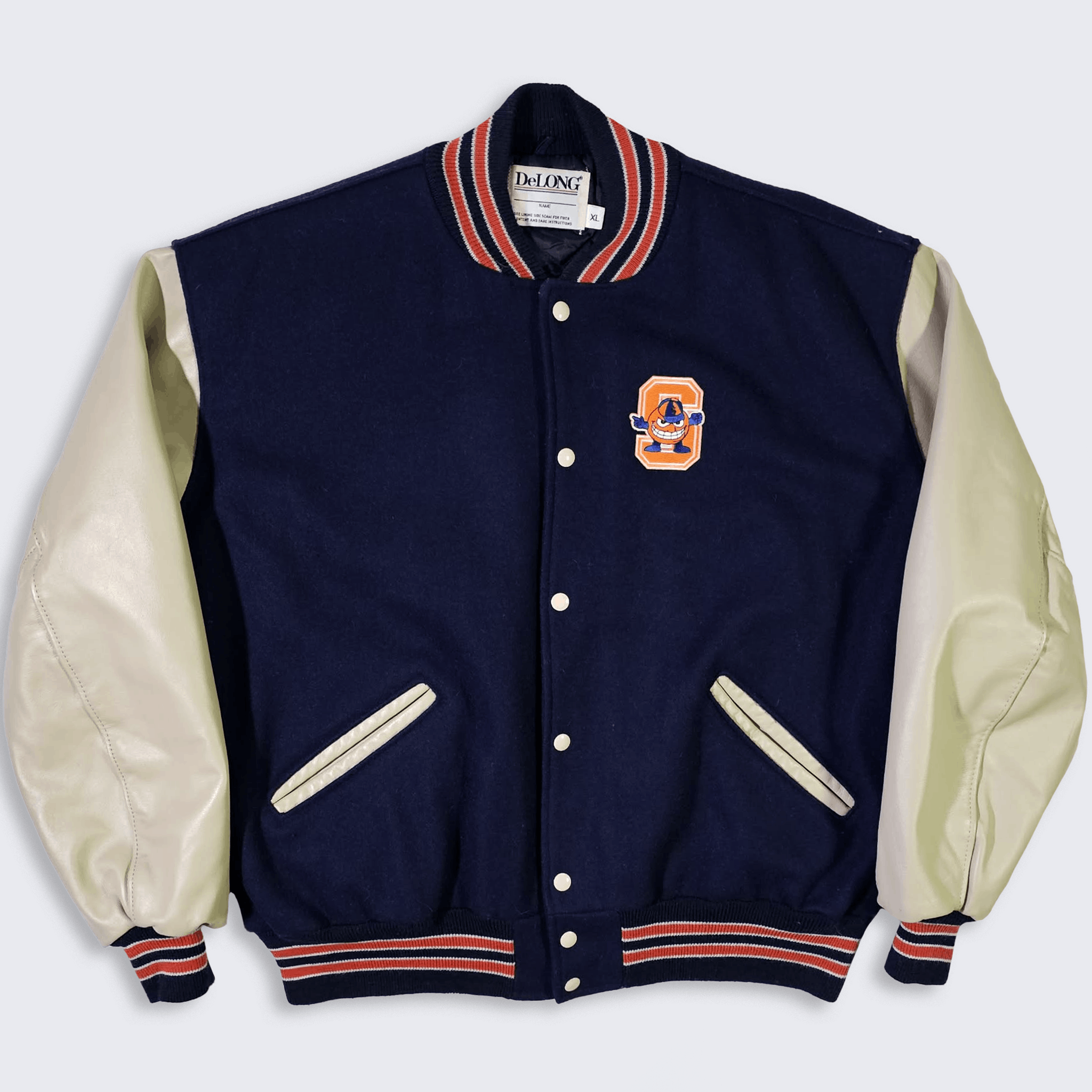 Delong Syracuse Orange Men Vintage 90s DeLong Wool Varsity Jacket Size US XL / EU 56 / 4 - 2 Thumbnail