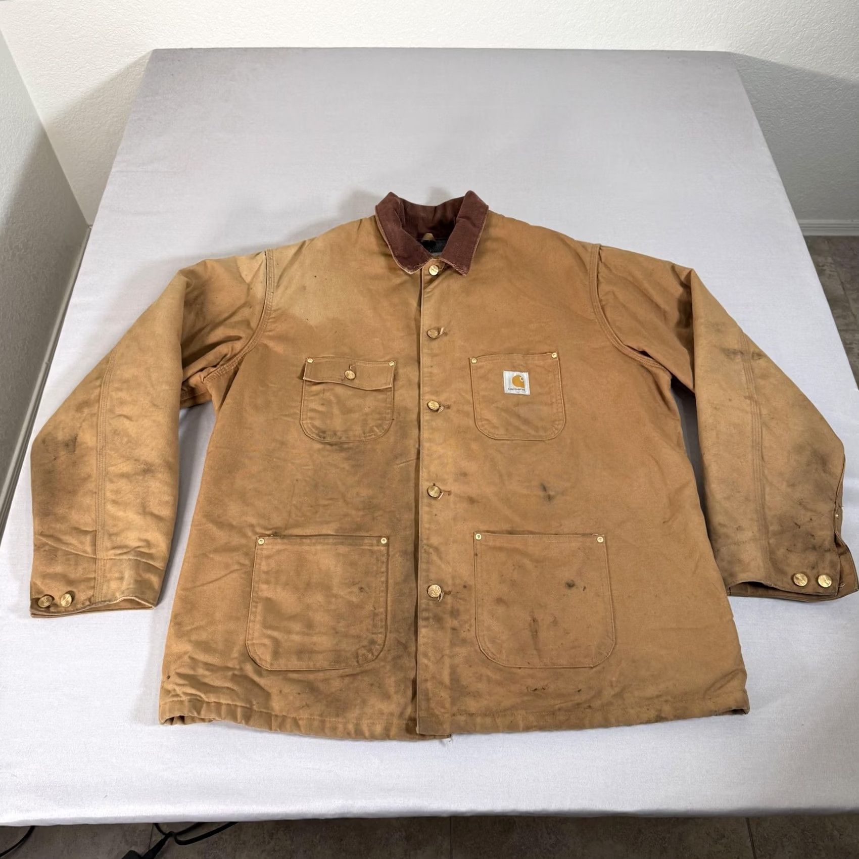 Carhartt VINTAGE Carhartt Jacket Mens XL Brown Canvas Chore Barn Coat Blanket Lined C001 BRN 90s Size US XL / EU 56 / 4 - 2 Thumbnail