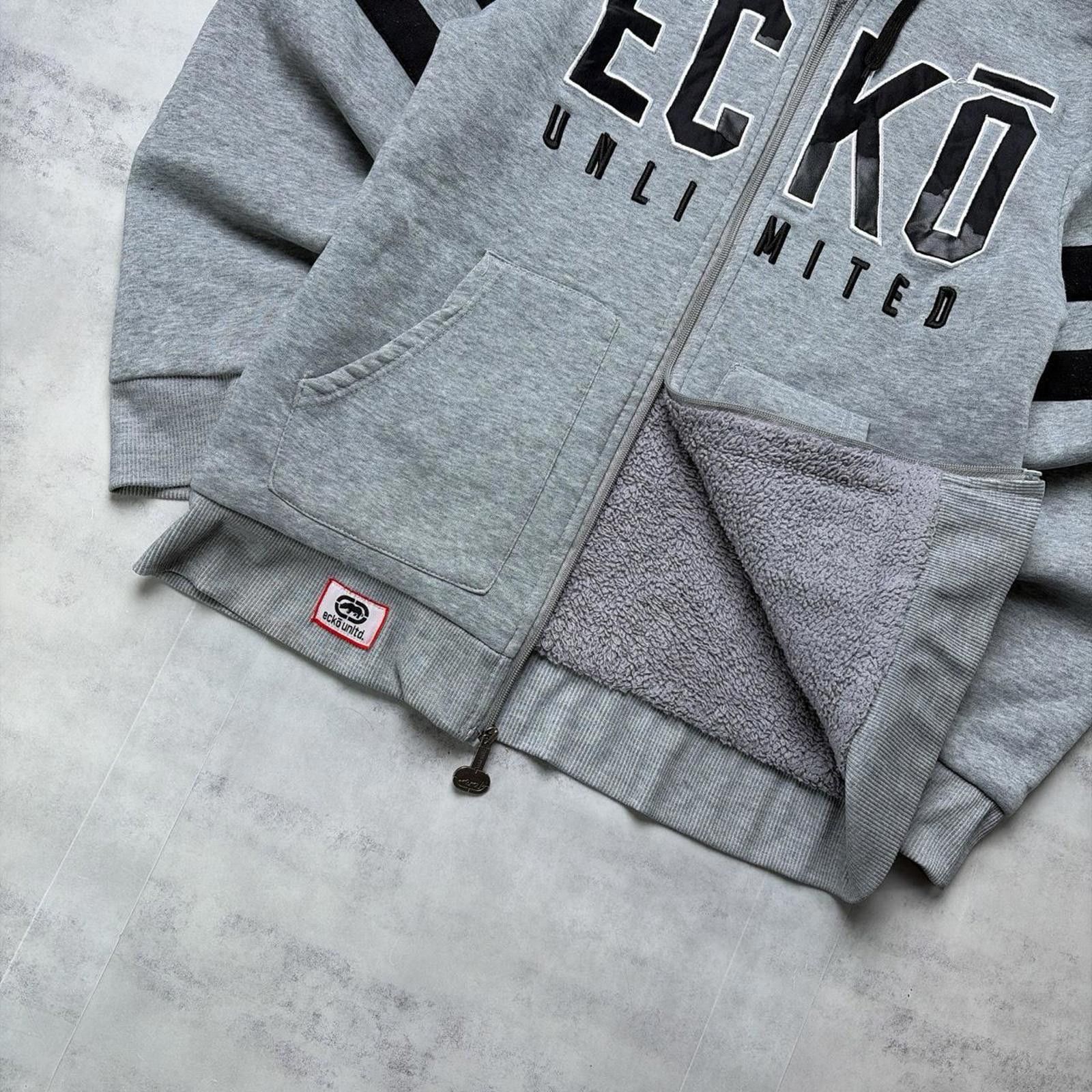 Ecko Unltd. Y2K Grey Ecko Unltd Grunge Sherpa Lined Skater Zip Up Hoodie Size US M / EU 48-50 / 2 - 4 Thumbnail