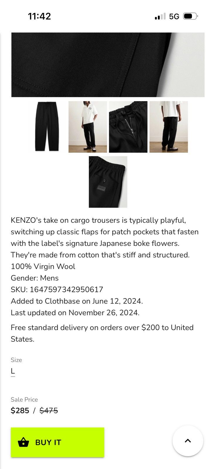 Kenzo KENZO pants sz xs SEE REAL TAPE MEASUREMENTS IN PHOTOS Size US 29 - 20 Thumbnail
