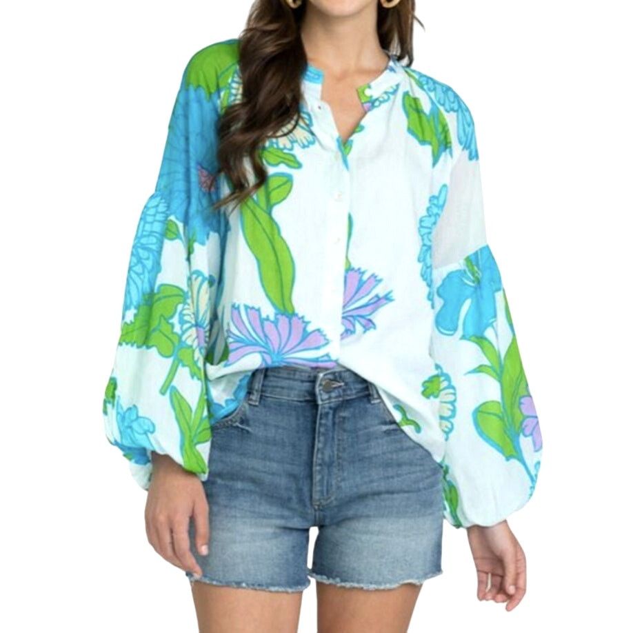 Other Olivia James Floral Long Sleeve V-Neck Button Up Blouse - S Size S / US 4 / IT 40 - 1 Thumbnail