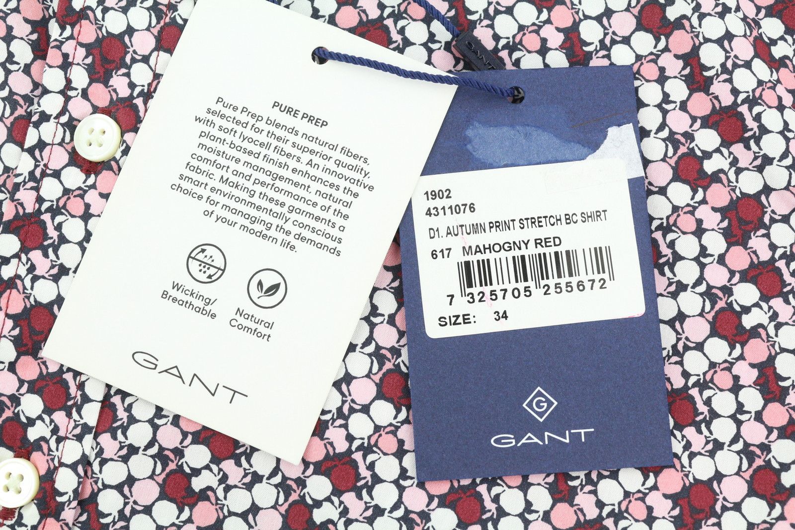 Gant AUTUNM PRINT EU34 Patterned Button-Up Shirt 84986 Size XS / US 0-2 / IT 36-38 - 7 Thumbnail
