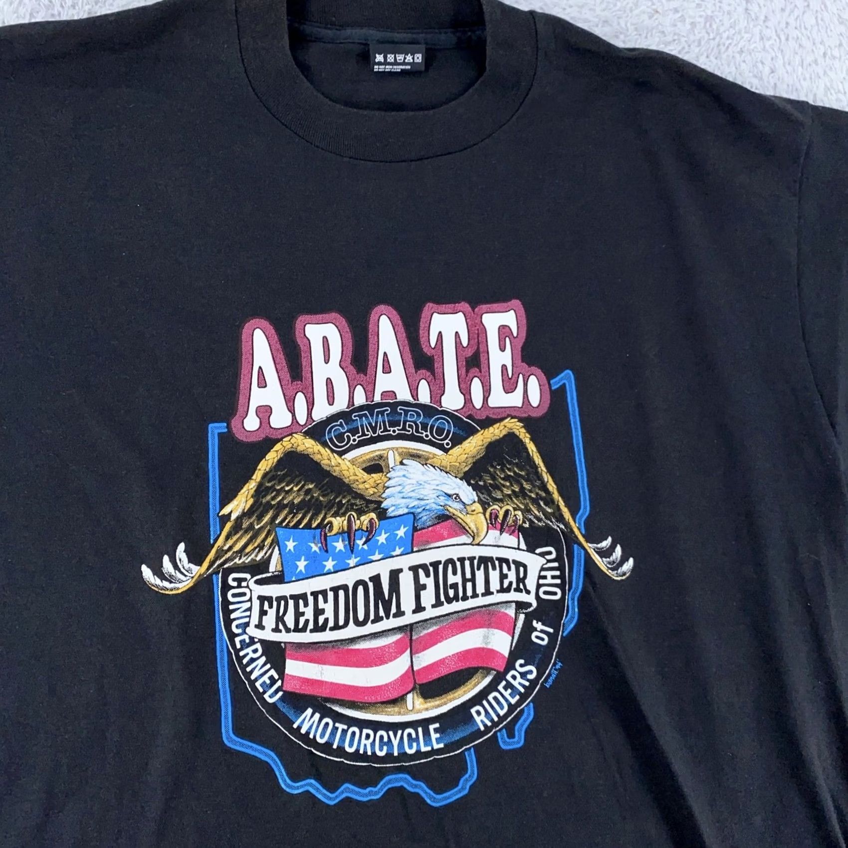 Fruit Of The Loom VINTAGE ABATE Freedom Fighter Shirt L/XL Black Motorcycle Ohio Eagle 90s Biker Mens Shirt Size US L / EU 52-54 / 3 - 2 Thumbnail