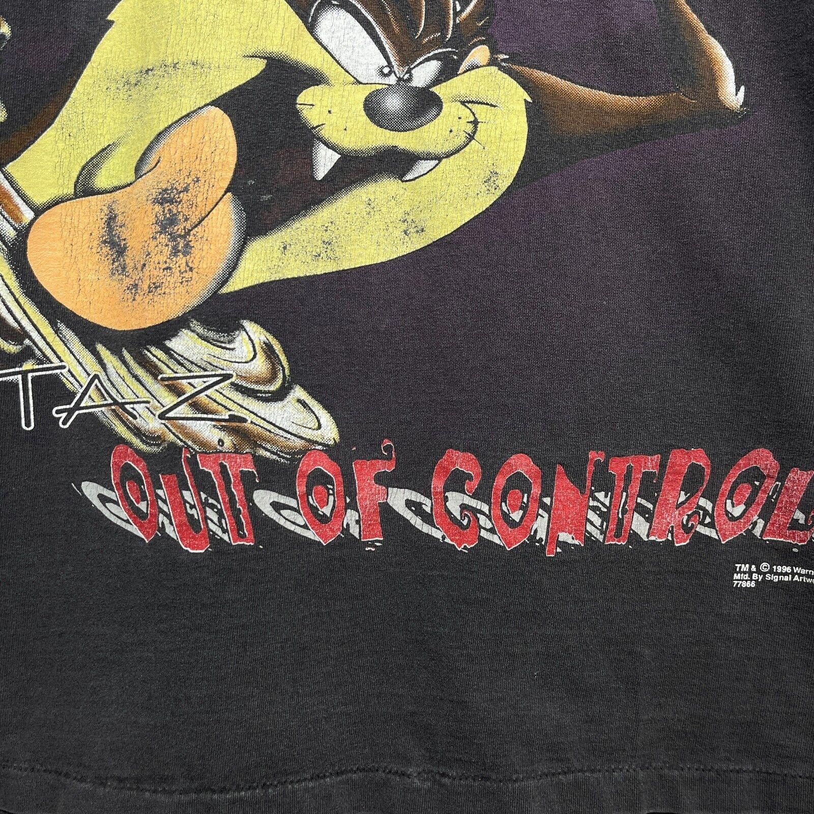 Vintage × Warner Bros Vintage 1996 Warner Bros Taz Out Of Control Black T-shirt L Size US L / EU 52-54 / 3 - 8 Thumbnail