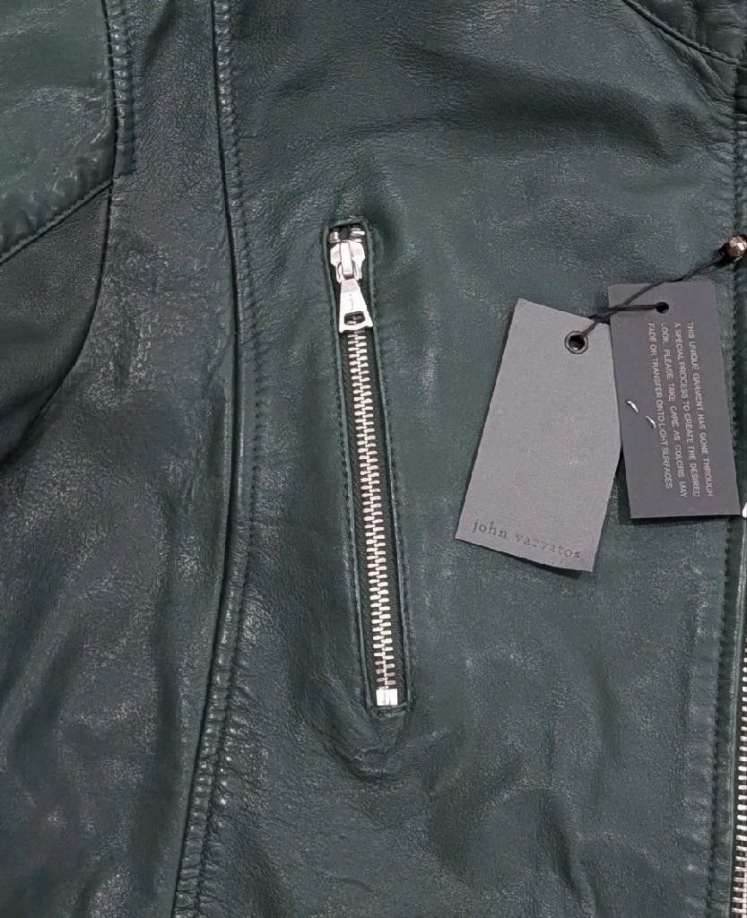 John Varvatos John Varvatos Racer Leather Zip Up Jacket Seaweed 50 US 40 Size US M / EU 48-50 / 2 - 3 Thumbnail