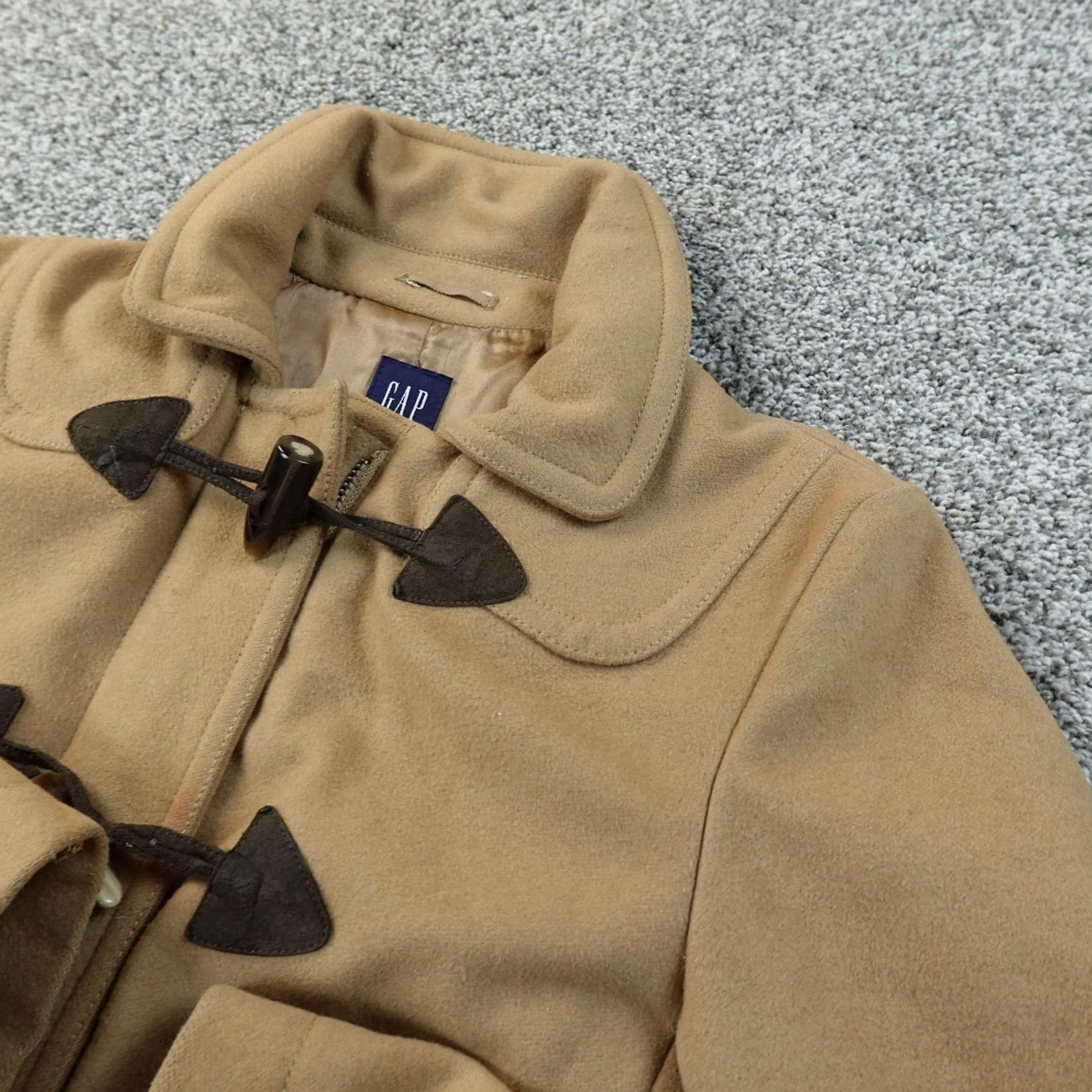 Gap Gap Jacket Pea Coat Womens XS Beige Wool Blend Short Zip Duffle Full Zip Toggle Parka Casual Winter Size XS / US 0-2 / IT 36-38 - 2 Thumbnail