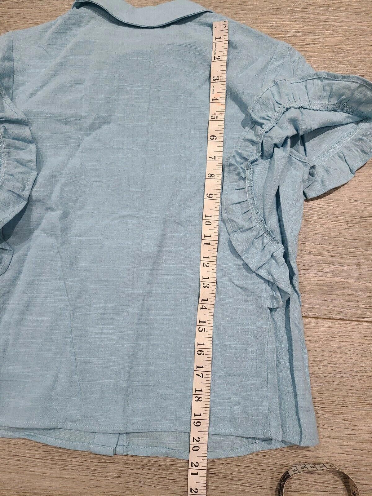 Designer Universal Thread Top Extra Small Blue Chambray Cap Sleeves Size XS / US 0-2 / IT 36-38 - 4 Thumbnail