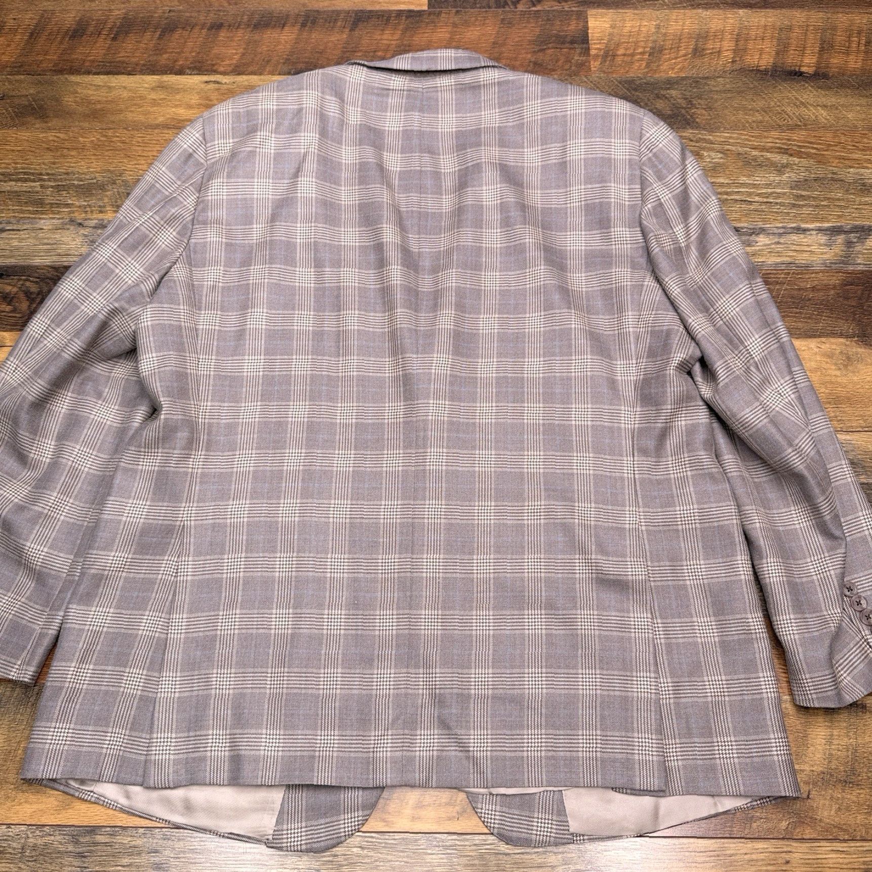 Vintage JP Tilford Blazer Sport Coat Mens 48 Brown Plaid Wool Silk Double-Vented Notch Lapel Regular 2-Button Chest 48 Size 48R - 2 Thumbnail