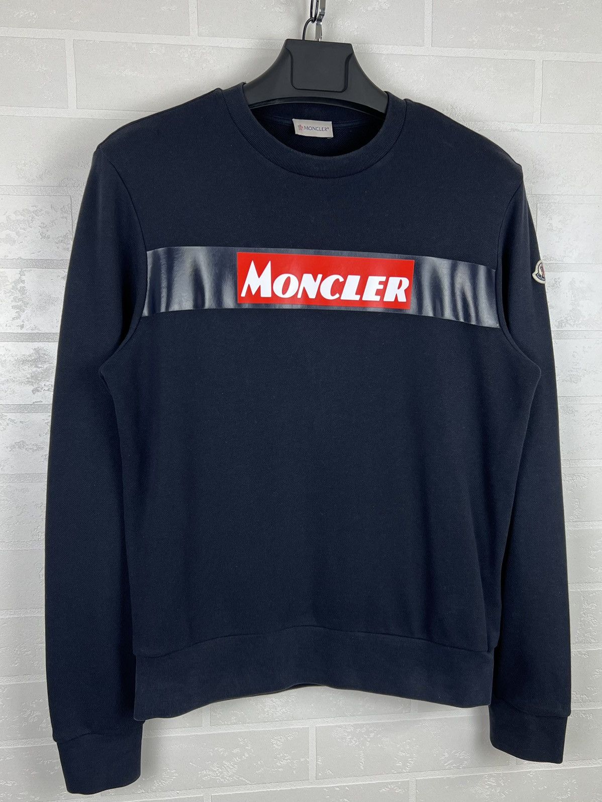Moncler MONCLER Sweatshirt Crewneck Cotton Printed/ Patch Logos Blue Size US M / EU 48-50 / 2 - 2 Thumbnail