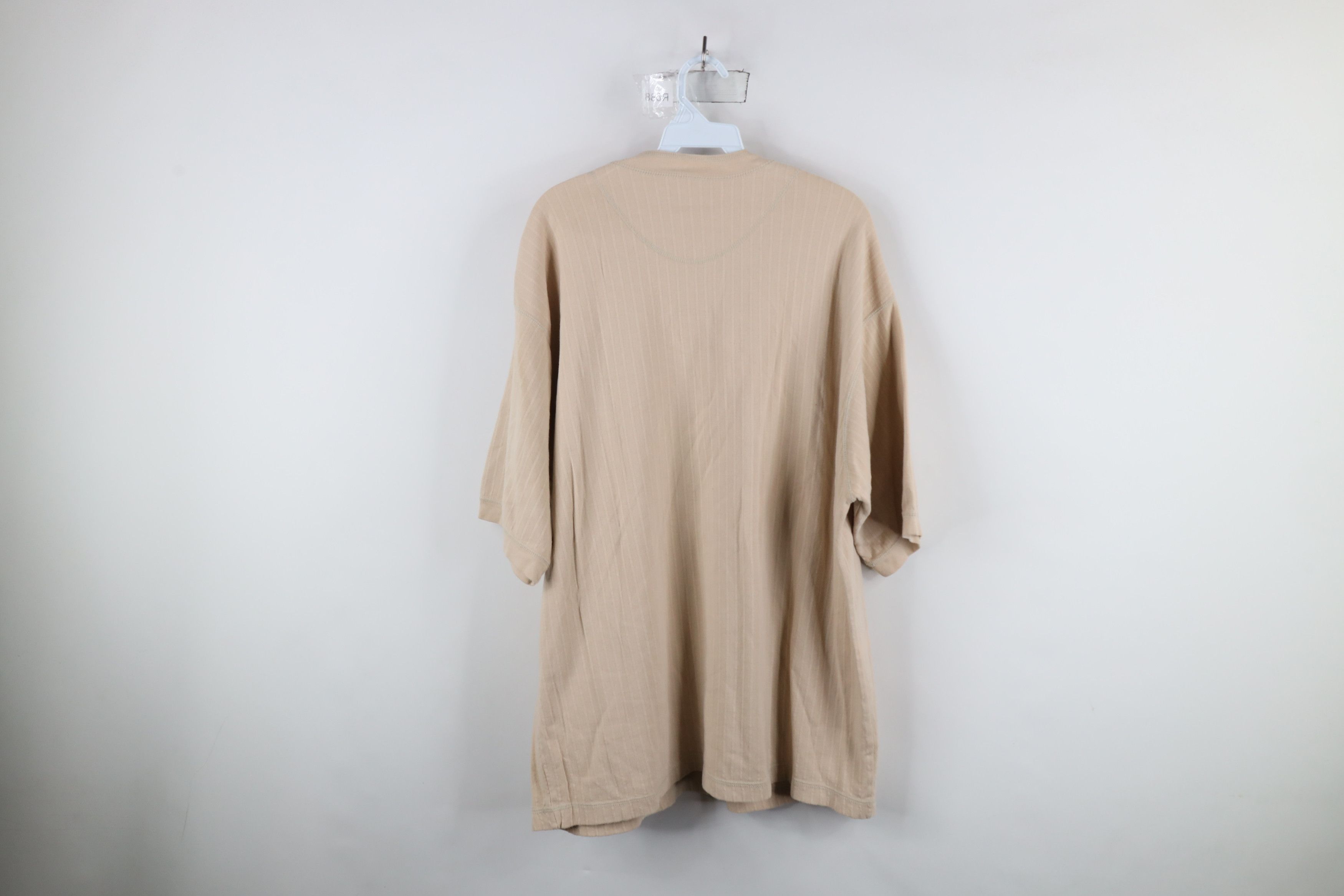 Vintage Vintage 90s Streetwear Striped Knit Henley T-Shirt Beige Size US XL / EU 56 / 4 - 9 Thumbnail