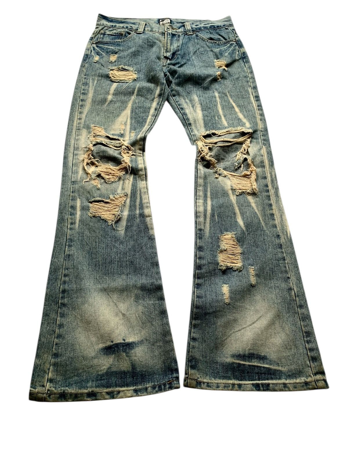 Japanese Brand g-land edge ripped distressed flared y2k grunge style Size US 31 - 1 Thumbnail
