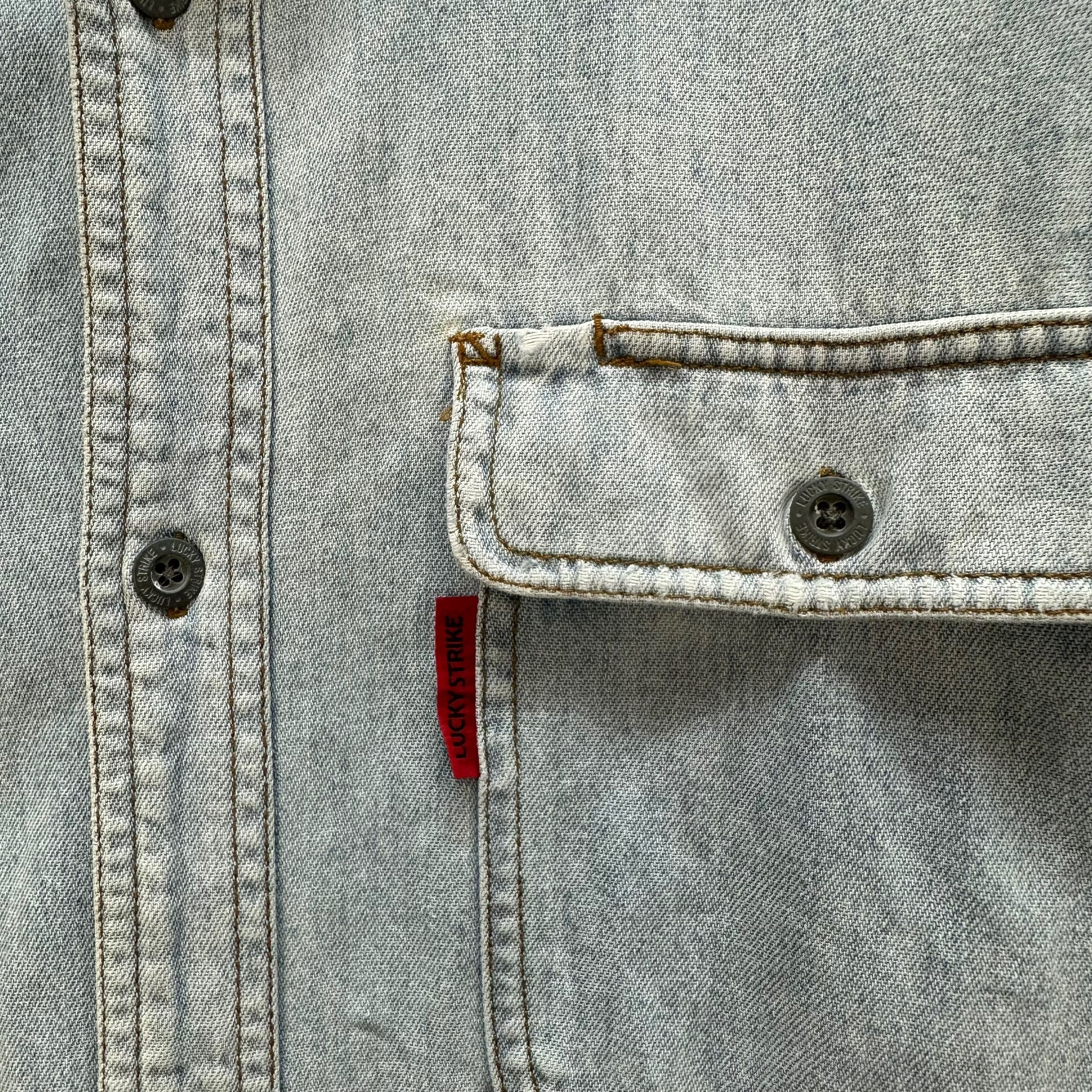 Vintage 90's LUCKY STRIKE Denim Button Shirt #A6-0147 Size US XL / EU 56 / 4 - 3 Thumbnail