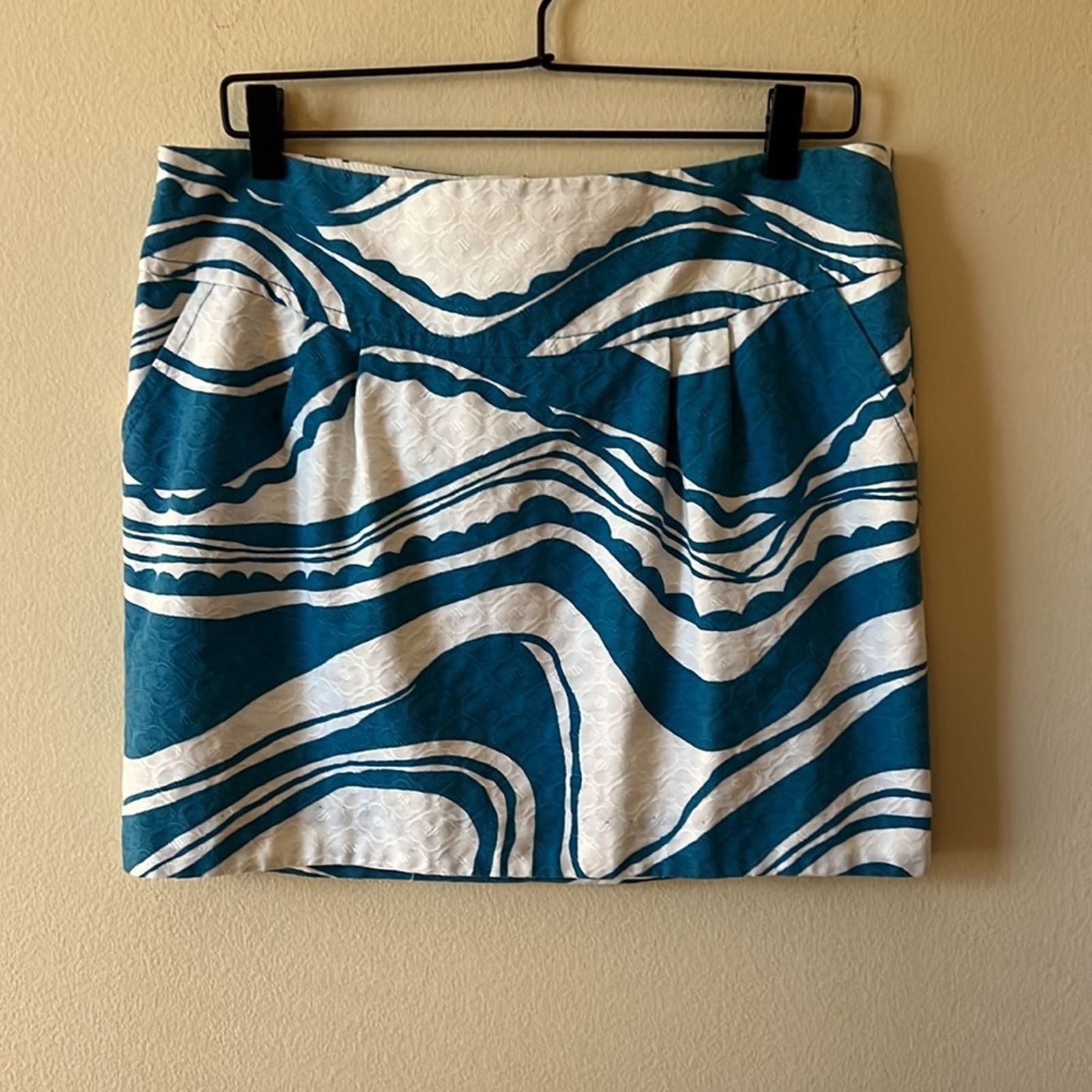 Trina Turk Trina Turk Blue Swirl Print A-Line Skirt Size 12 Size 34" / US 12 / IT 48 - 2 Thumbnail
