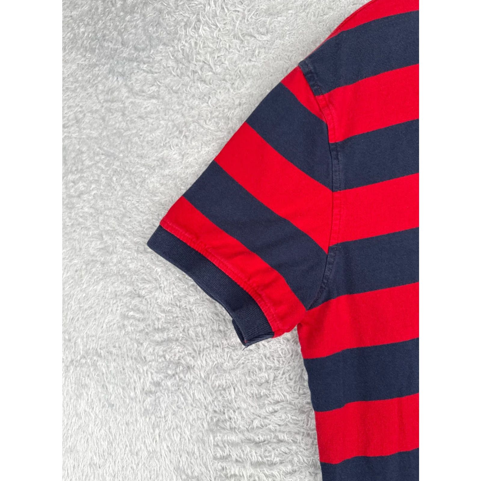 Tommy Hilfiger Tommy Hilfiger Polo Shirt Men XL Red Blue Stripe 100% Cotton Slim Fit Regular Shirt, Short Sleeve, Embroidered Logo, Golf Sport Theme, Mens Size US XL / EU 56 / 4 - 3 Thumbnail