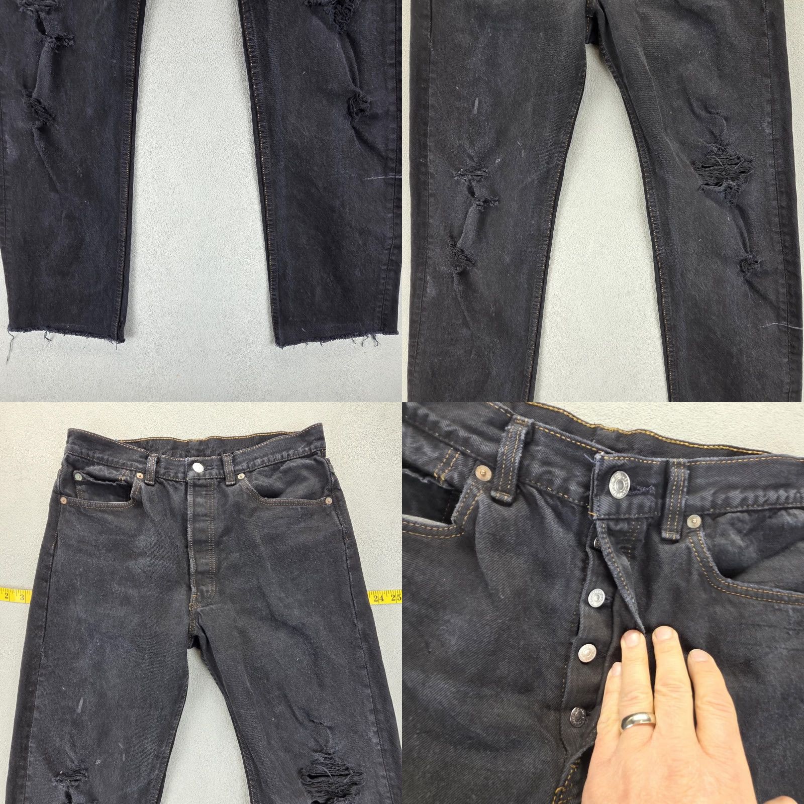 Levi's VTG Levi's 501 Jeans Button USA Distressed Black 29x29 Regular Mens Straight Denim Pants Jeans 501 Relaxed Fit Size US 29 - 8 Thumbnail