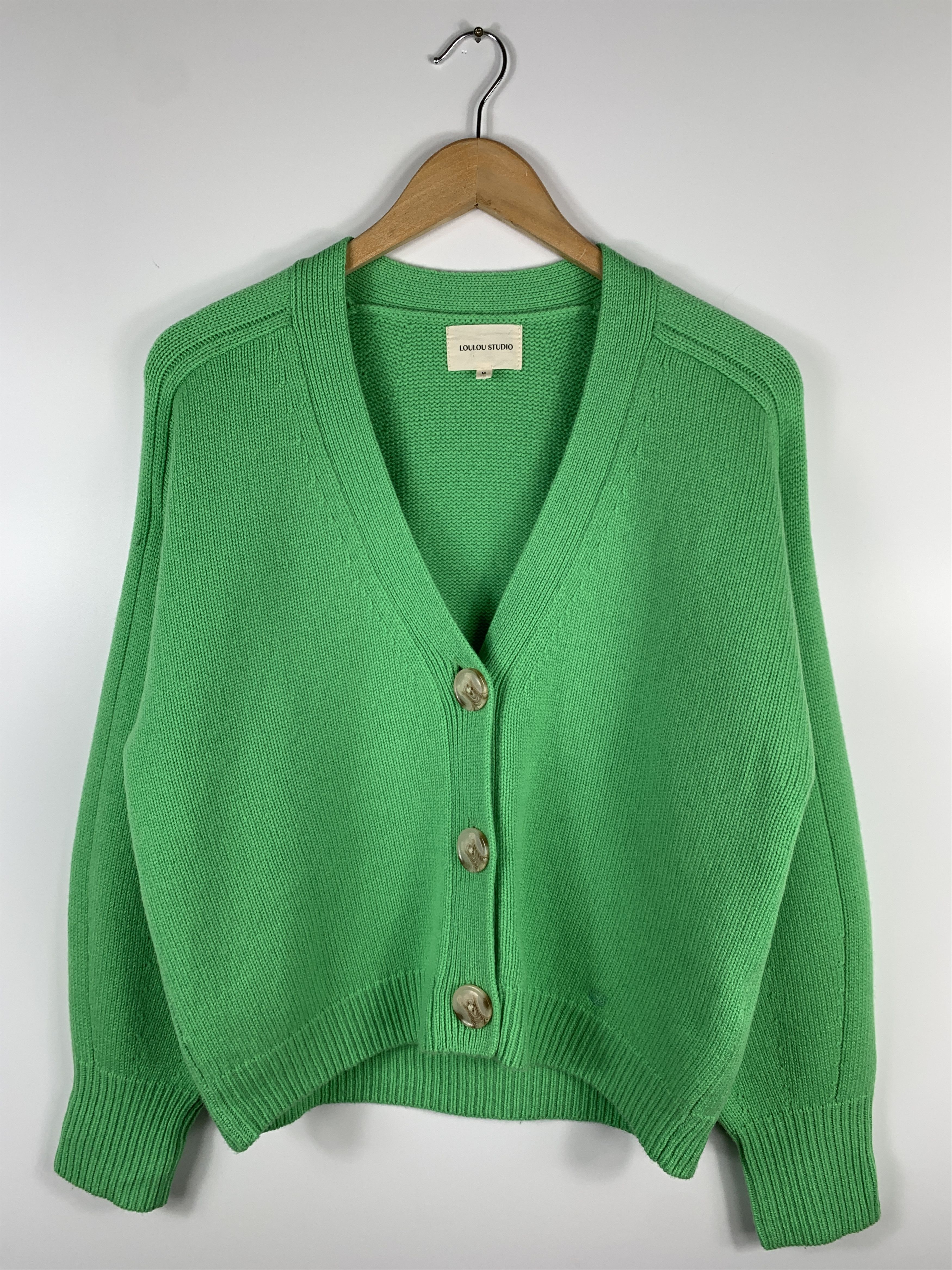 image of Loulou Studio Wool Cashmere Cardigan Sweater Green Size M, Women's