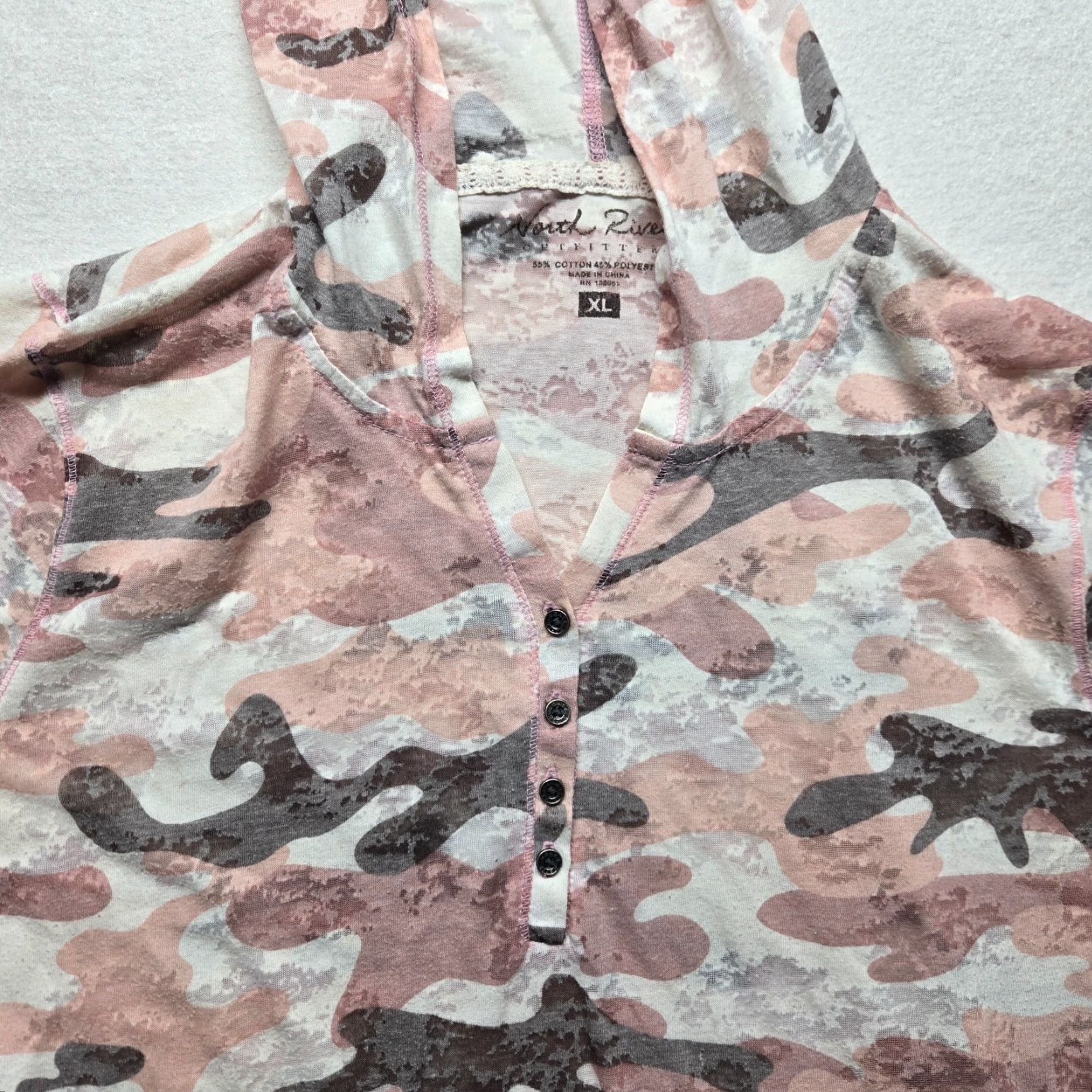 Vintage VINTAGE North River Outfitters Pink Camo Hoodie Adult Women's XL Lightweight Regular Fit Size XL / US 12-14 / IT 48-50 - 2 Thumbnail