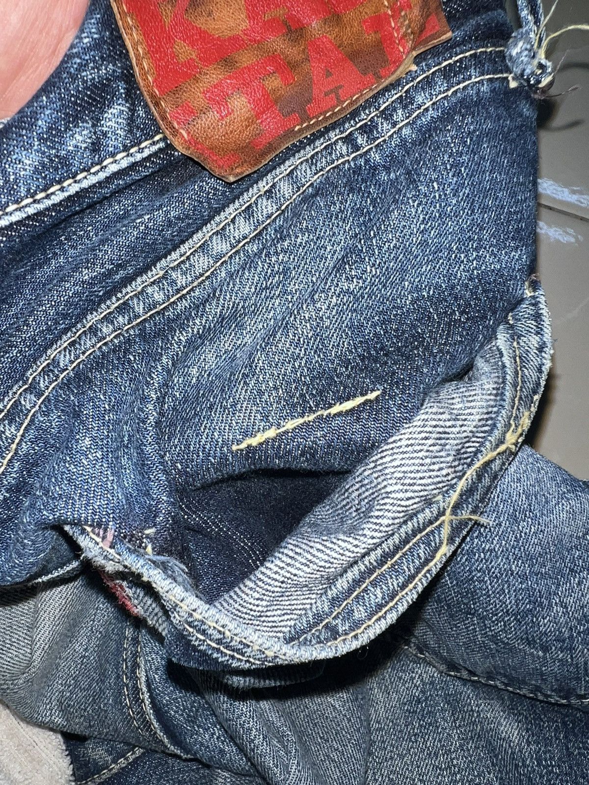 Kapital Kountry Vintage Kapital Distressed Straight Cut Denim Jeans 31x32 Size US 31 - 22 Thumbnail