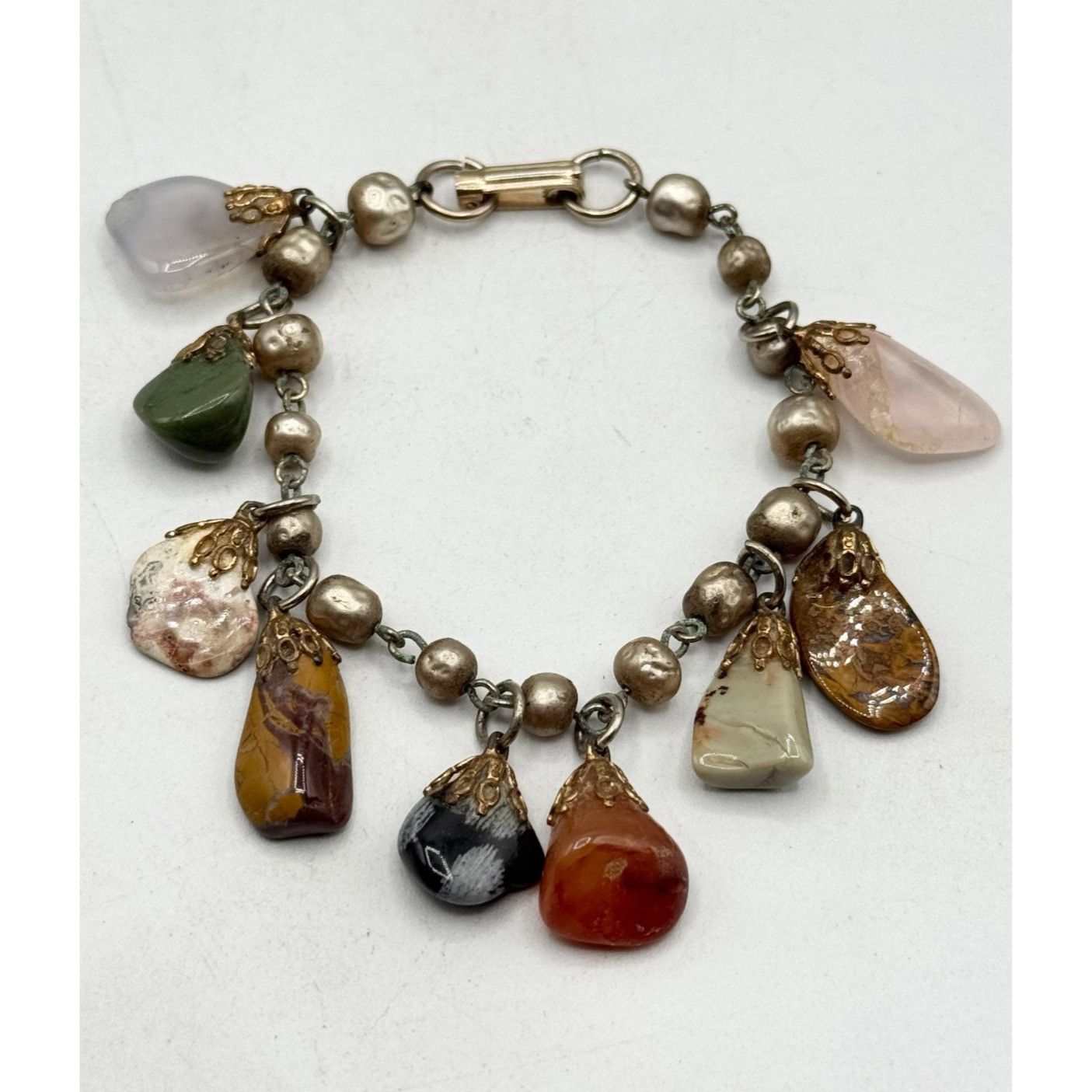 Vintage Vintage stone and pearl chain charm bracelet Size ONE SIZE - 1 Thumbnail