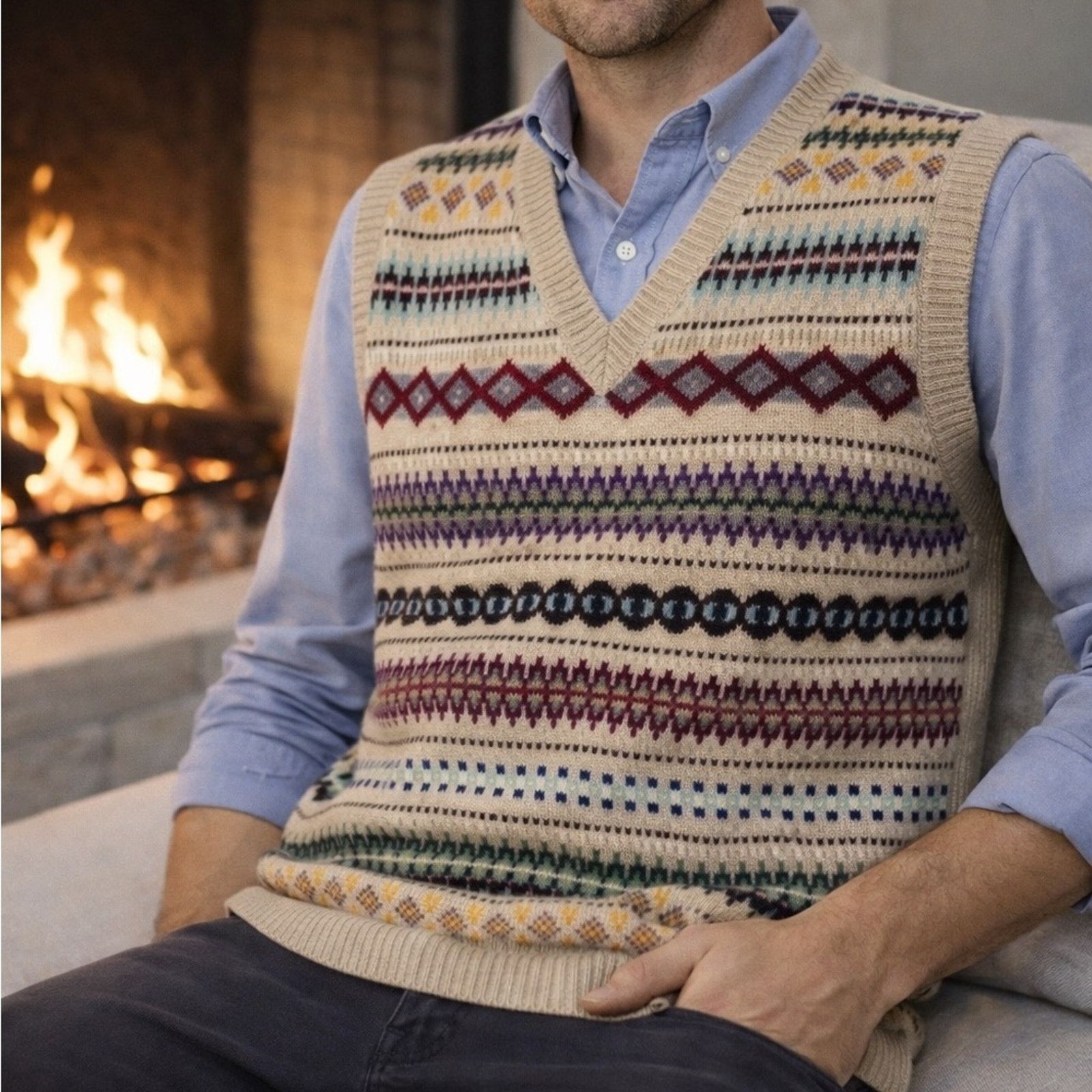 Ralph Lauren RUGBY Ralph Lauren | XL Fair Isle Sweater Vest Wool Cashmere Size US XL / EU 56 / 4 - 1 Thumbnail