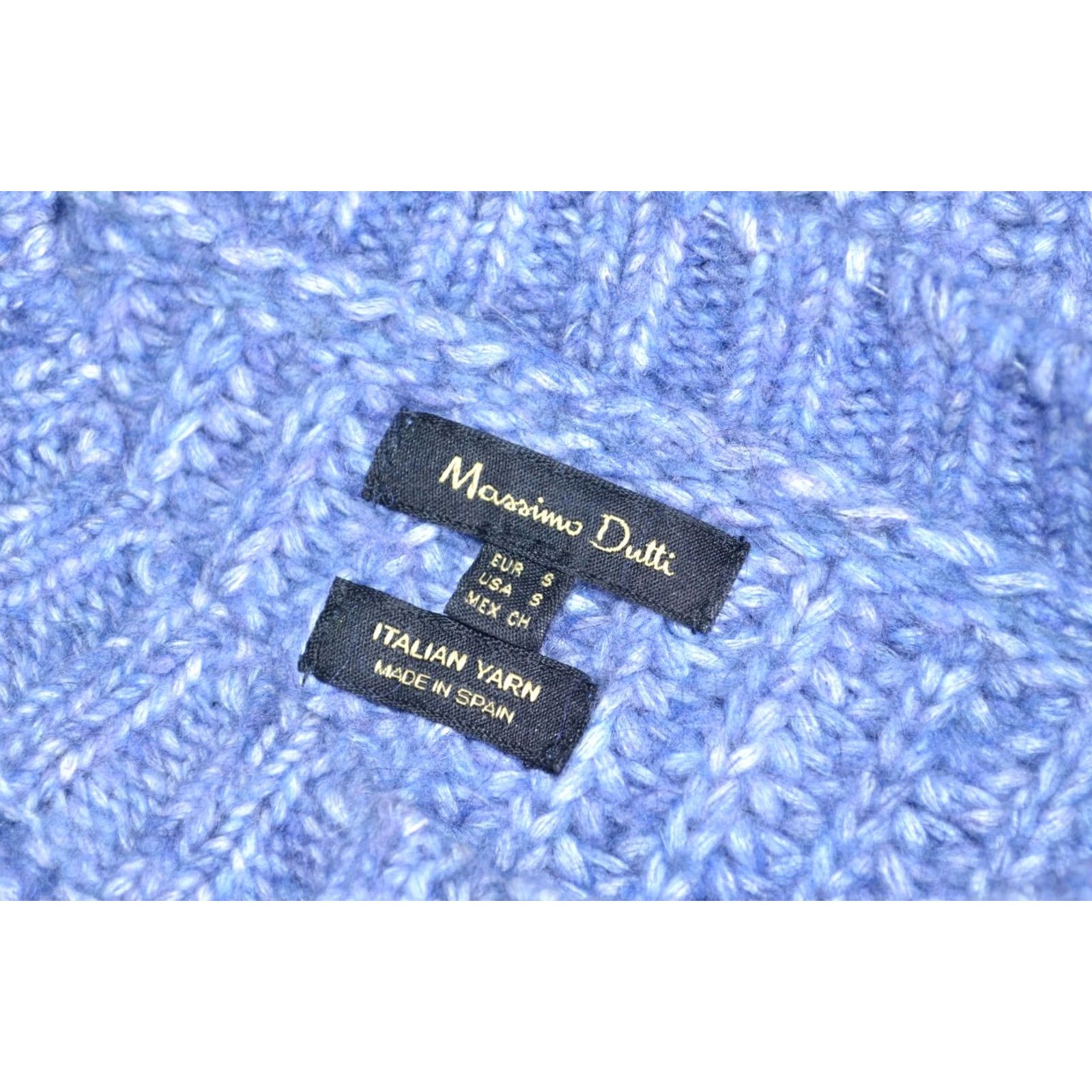 Massimo Dutti Massimo Dutti Womens Jumper Sweater Blue Wool Blend Knit Round Neck S Pullover Italy Yarn Made in Spain Casual Winter Womens Size S / US 4 / IT 40 - 5 Thumbnail