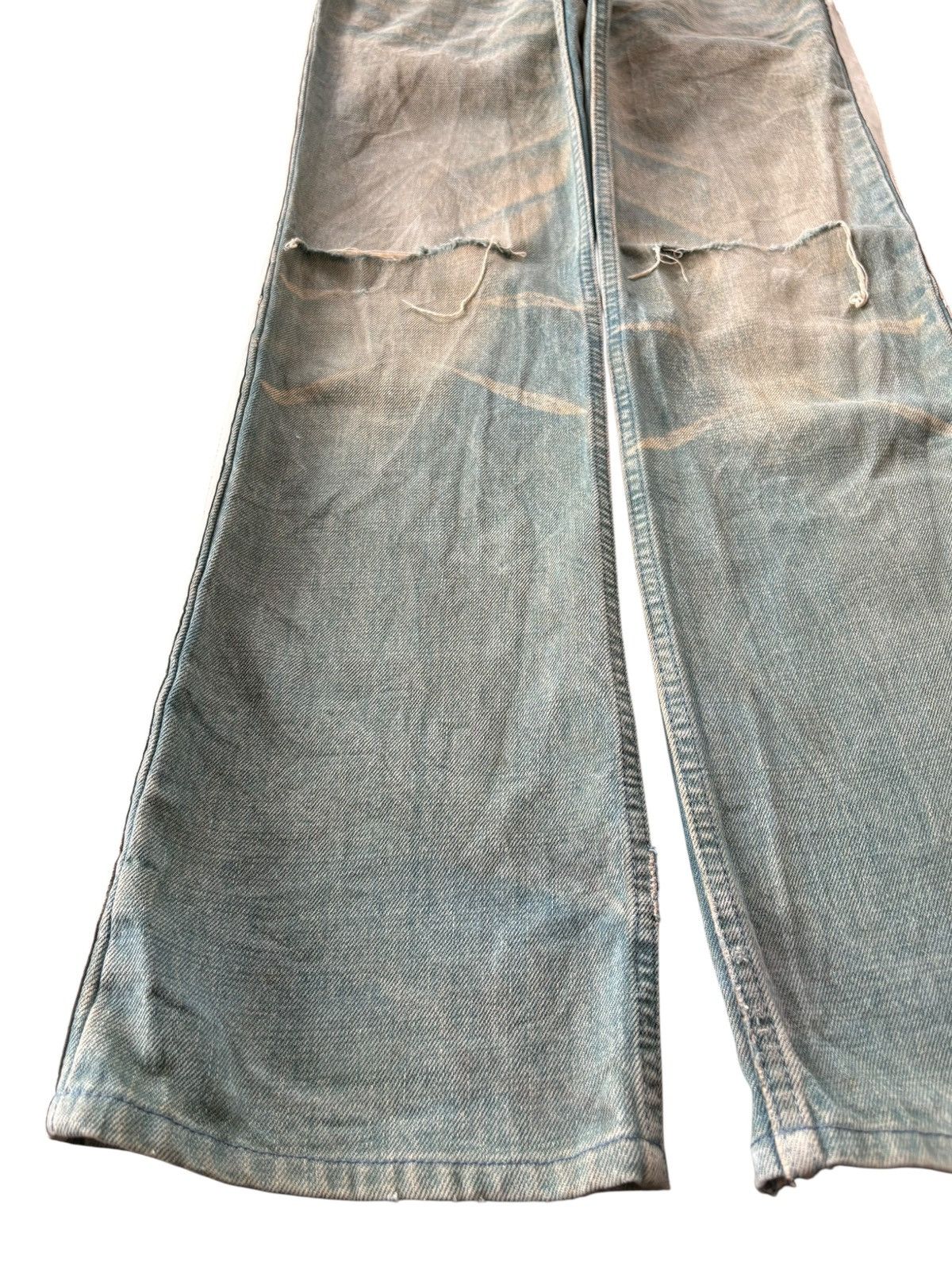 ABAHOUSE VTG Y2K Abahouse Super Mud Wash Striped Loose Jeans Size 33" - 6 Thumbnail