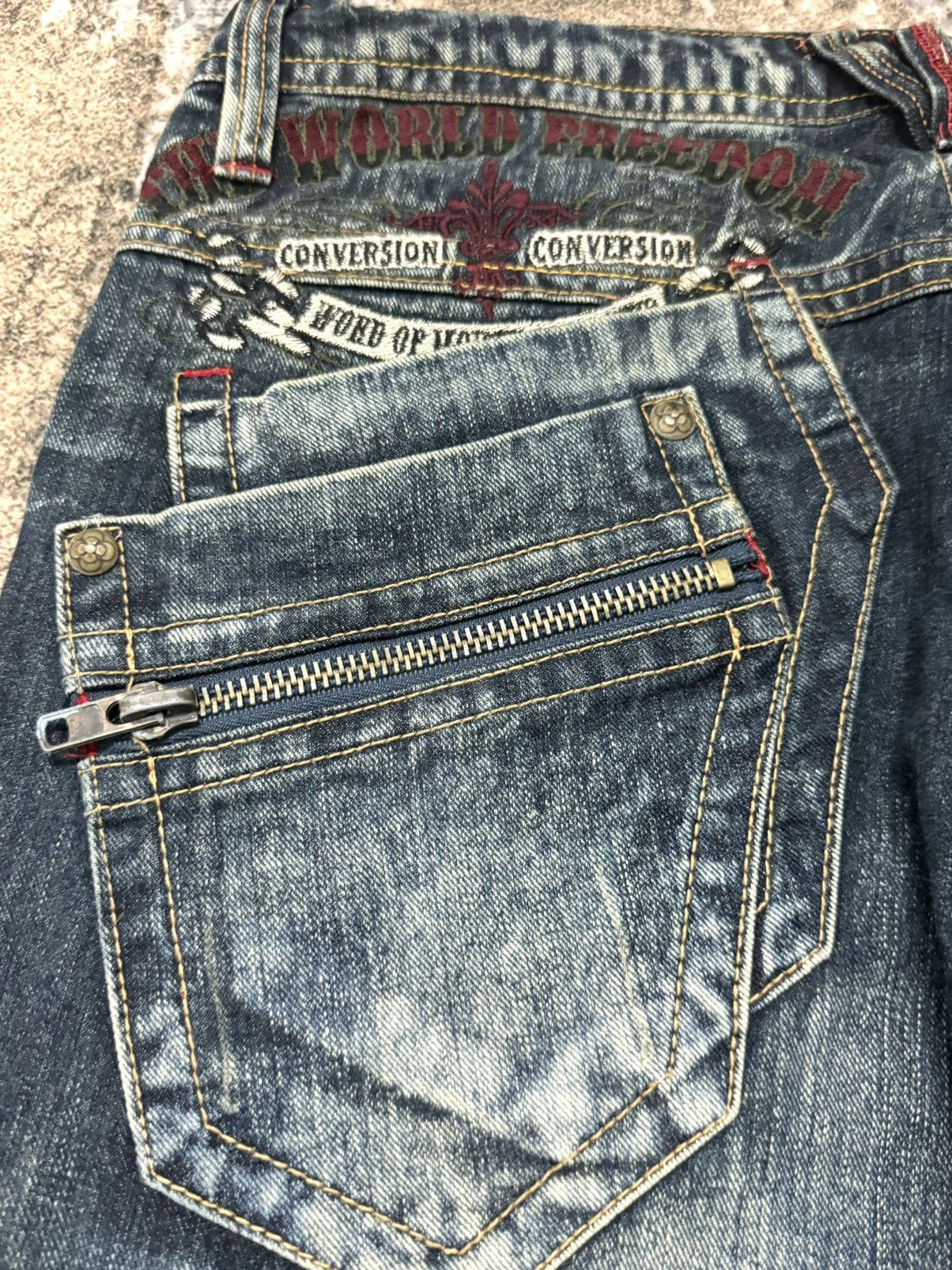 Japanese Brand × Vintage Original Jeans Skull Logo Embroidered Logo Japanase Brand Size US 34 / EU 50 - 9 Thumbnail