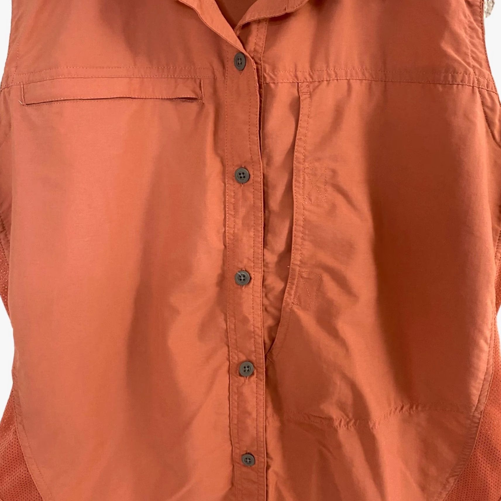 Mountain Hardwear VINTAGE Mountain Hardwear Button Up Shirt Sleeveless Womens 12 Orange Pocket Hiking Top Size XL / US 12-14 / IT 48-50 - 6 Thumbnail