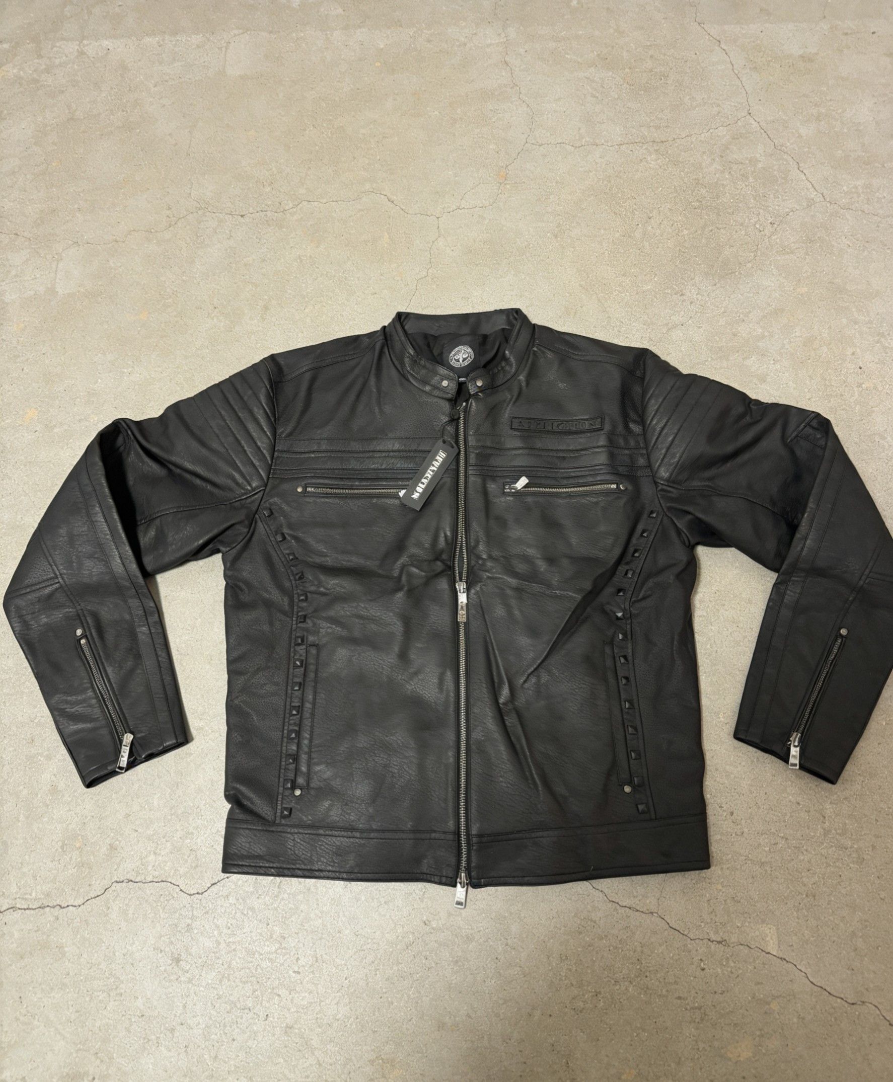 Affliction affliction grunge skull leather jacket Size US XXL / EU 58 / 5 - 1 Thumbnail