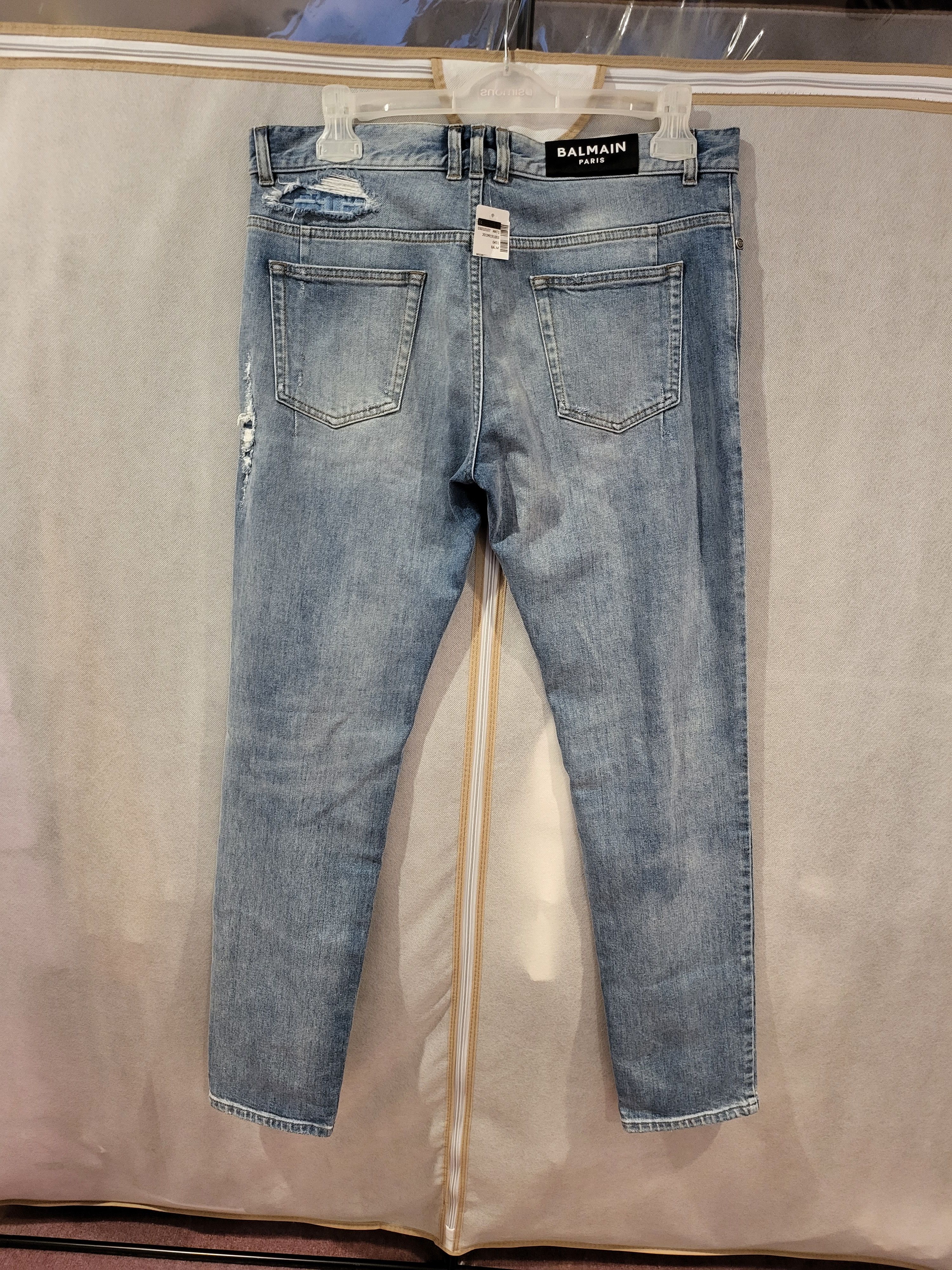 Balmain Slim Fit Ripped Jeans with Monogram Pattern Size US 34 / EU 50 - 5 Thumbnail